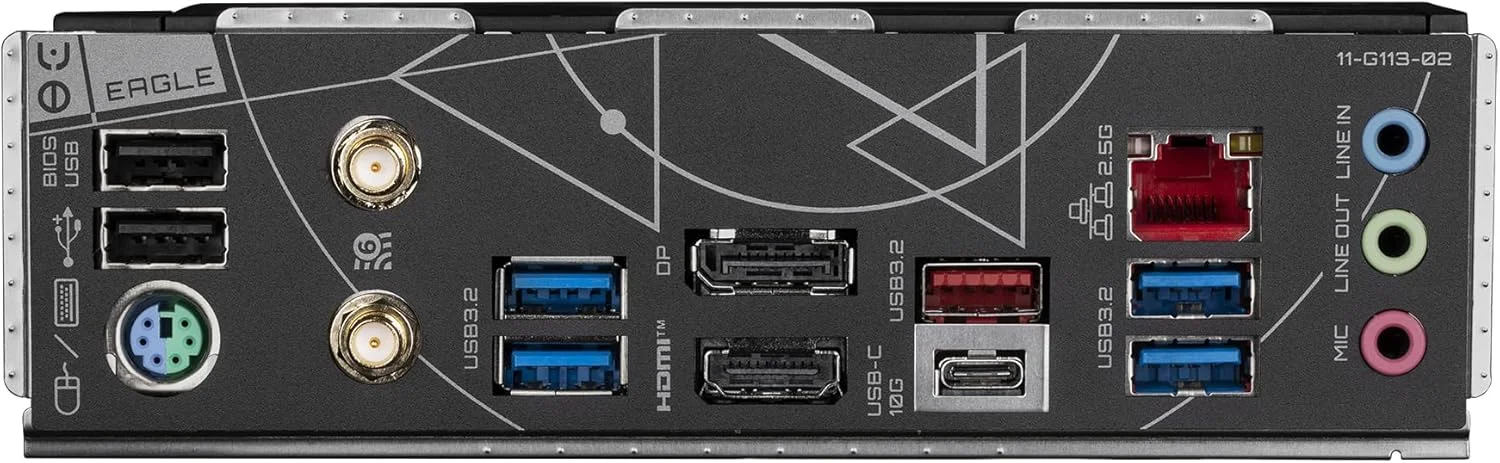 مادربرد گیگابایت Z790 EAGLE AX - پشتیبانی از پردازنده های نسل 14 اینتل Core، طراحی VRM دیجیتال 1+12 فاز، پشتیبانی از رم DDR5 تا 7600 مگاهرتز (OC)، دارای 3 اسلات PCIe 4.0 M.2، Wi-Fi 6E، شبکه 2.5GbE LAN، USB 3.2 Gen 2