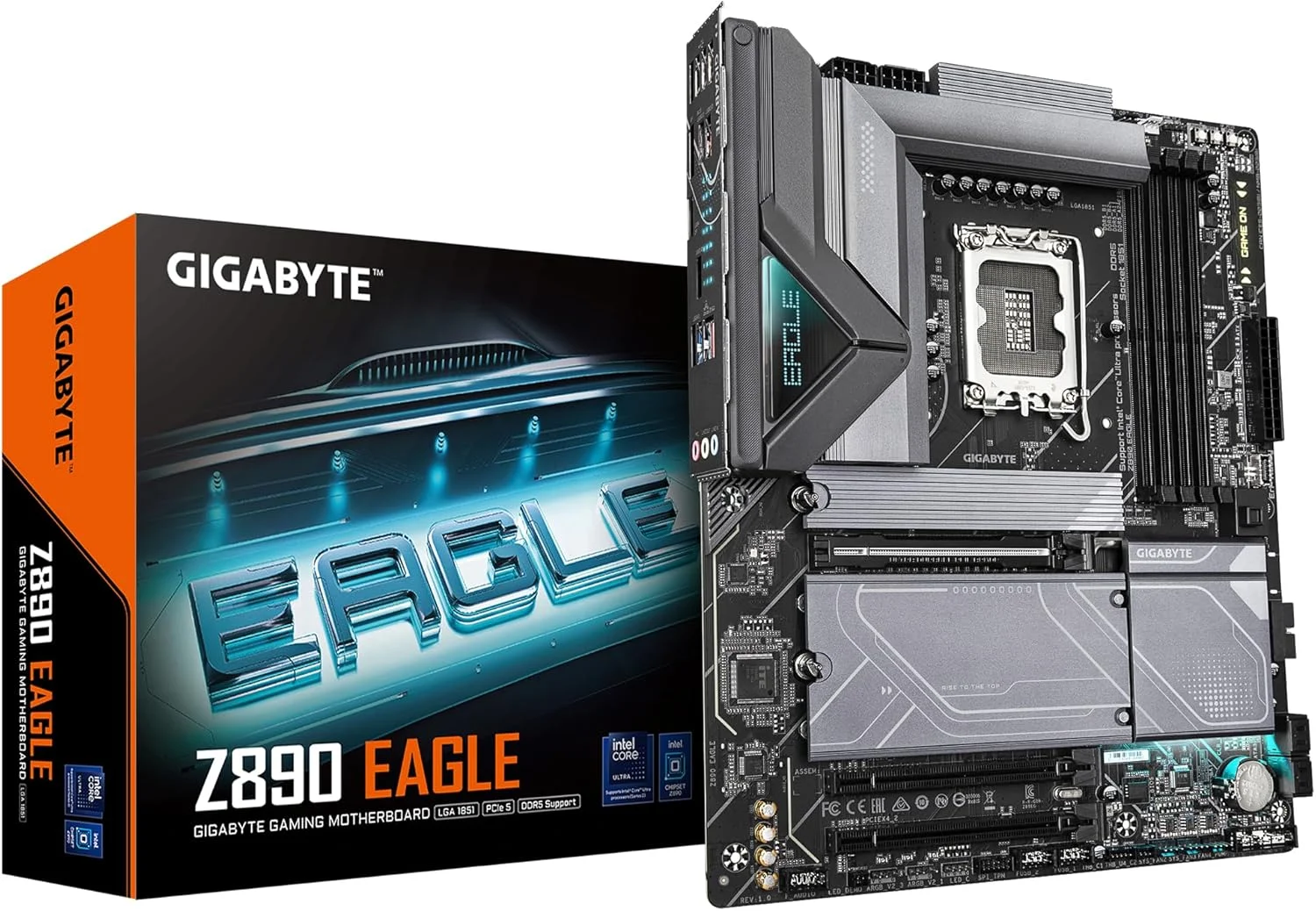 مادربرد GIGABYTE Z890 Eagle - پشتیبانی از پردازنده های Intel Core Ultra (سری 2)، VRM با فاز 14+1+2، پشتیبانی از DDR5 تا 8800 مگاهرتز (OC)، 1x PCIe 5.0 M.2 + 3X PCIe 4.0 M.2، LAN 2.5GbE، USB4