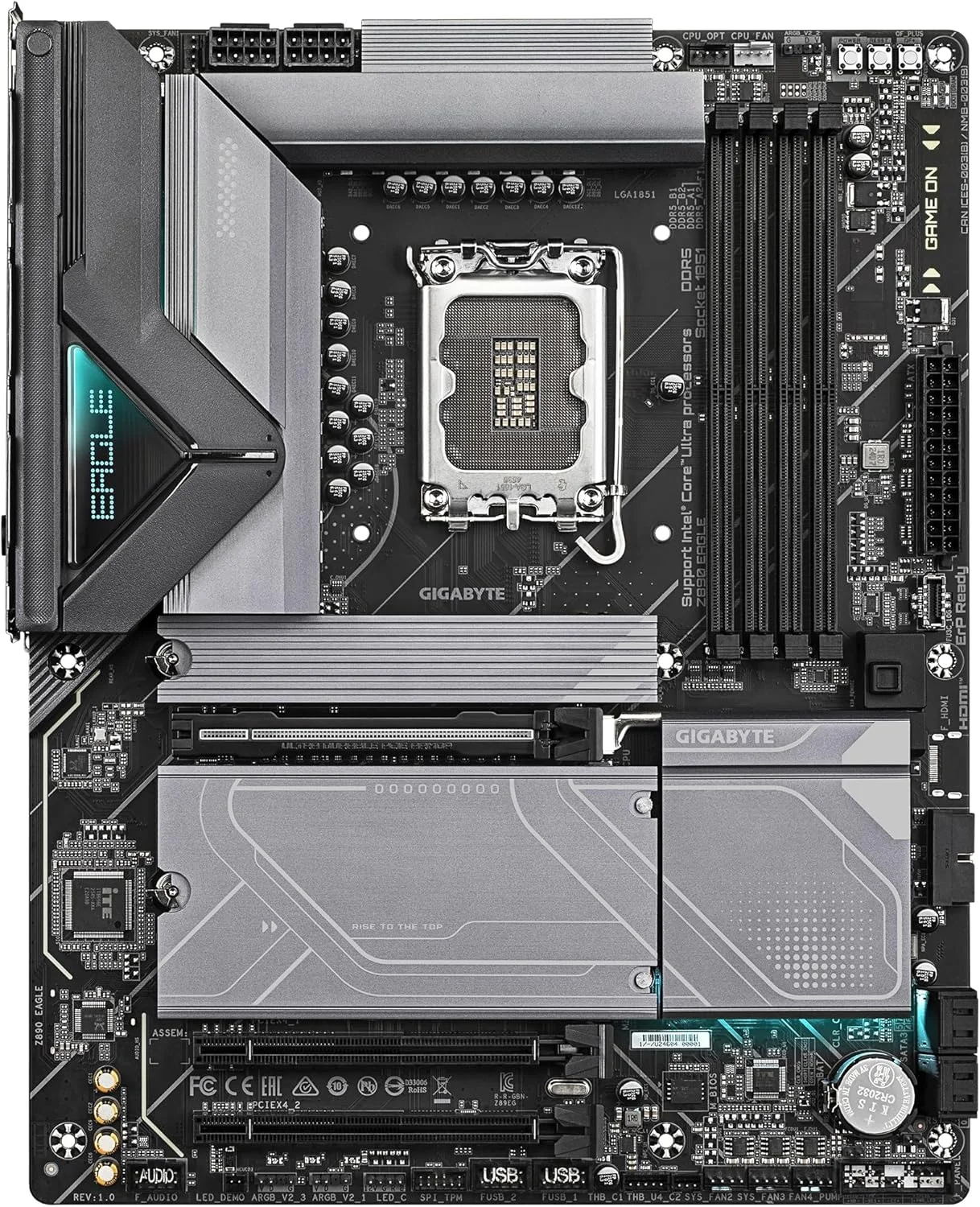 مادربرد GIGABYTE Z890 Eagle - پشتیبانی از پردازنده های Intel Core Ultra (سری 2)، VRM با فاز 14+1+2، پشتیبانی از DDR5 تا 8800 مگاهرتز (OC)، 1x PCIe 5.0 M.2 + 3X PCIe 4.0 M.2، LAN 2.5GbE، USB4