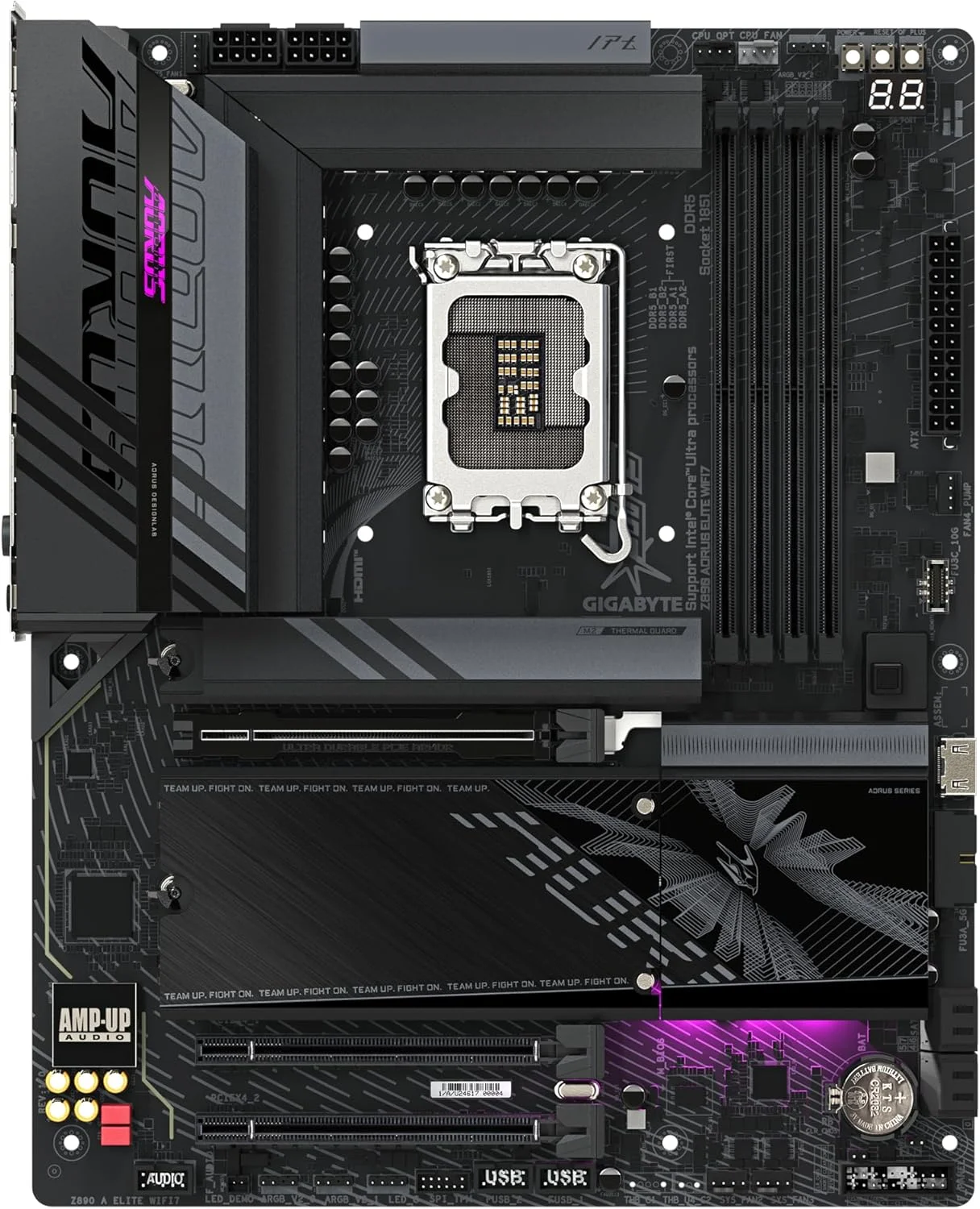 مادربرد GIGABYTE Z890 AORUS ELITE WIFI7 - پشتیبانی از پردازنده های Intel Core Ultra (سری 2)، VRM با 16+1+2 فاز، DDR5 تا 8800 مگاهرتز (OC)، 1xPCIe 5.0 + 3xPCIe 4.0، Wi-Fi 7، LAN 2.5GbE، Thunderbolt 4