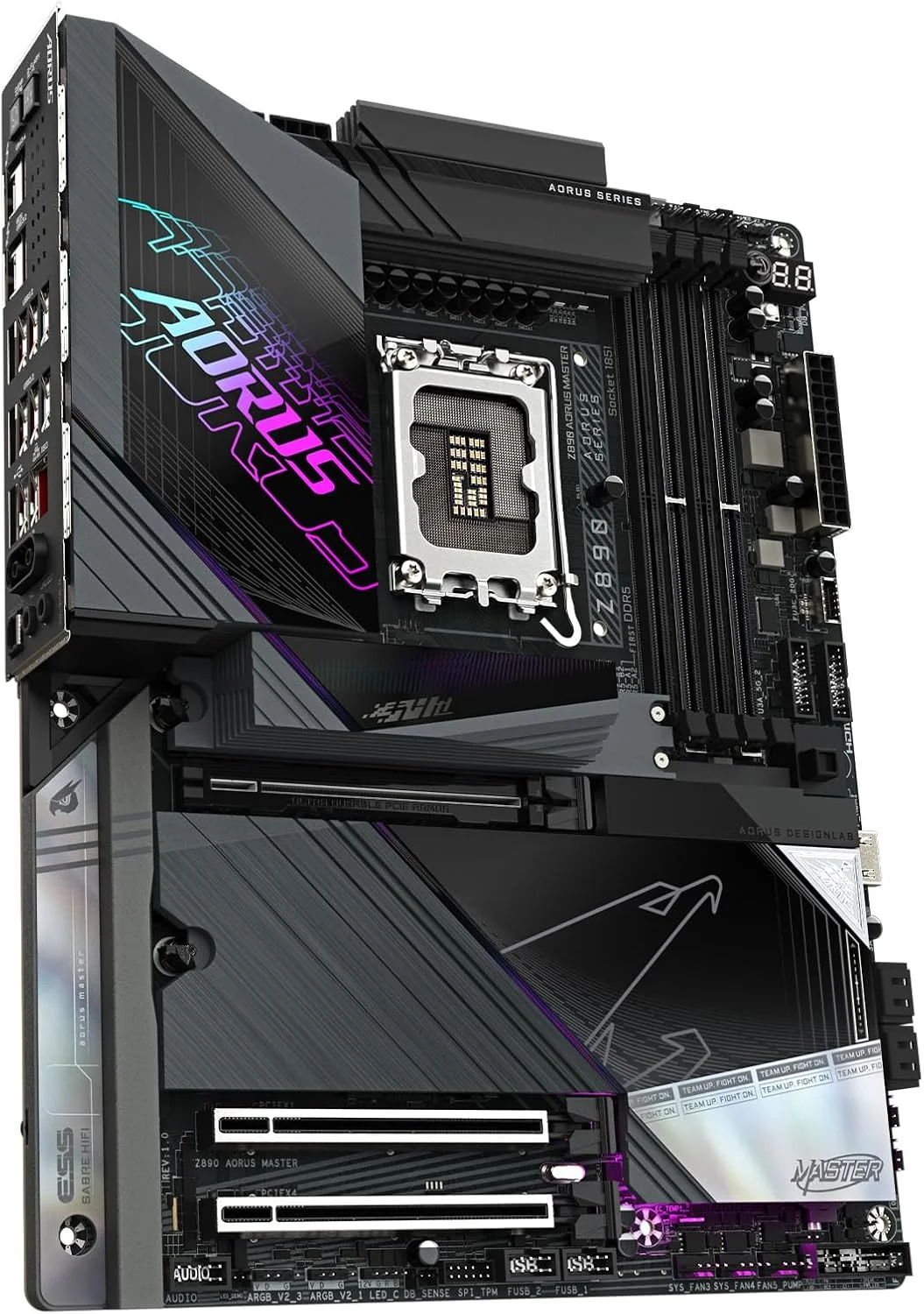 مادربرد GIGABYTE Z890 AORUS Master Intel Core Ultra (سری 2) LGA 1851، ATX، DDR5، 5X M.2، PCIe 5.0، Thunderbolt 4، WIFI7، LAN 10GbE، EZ-Latch