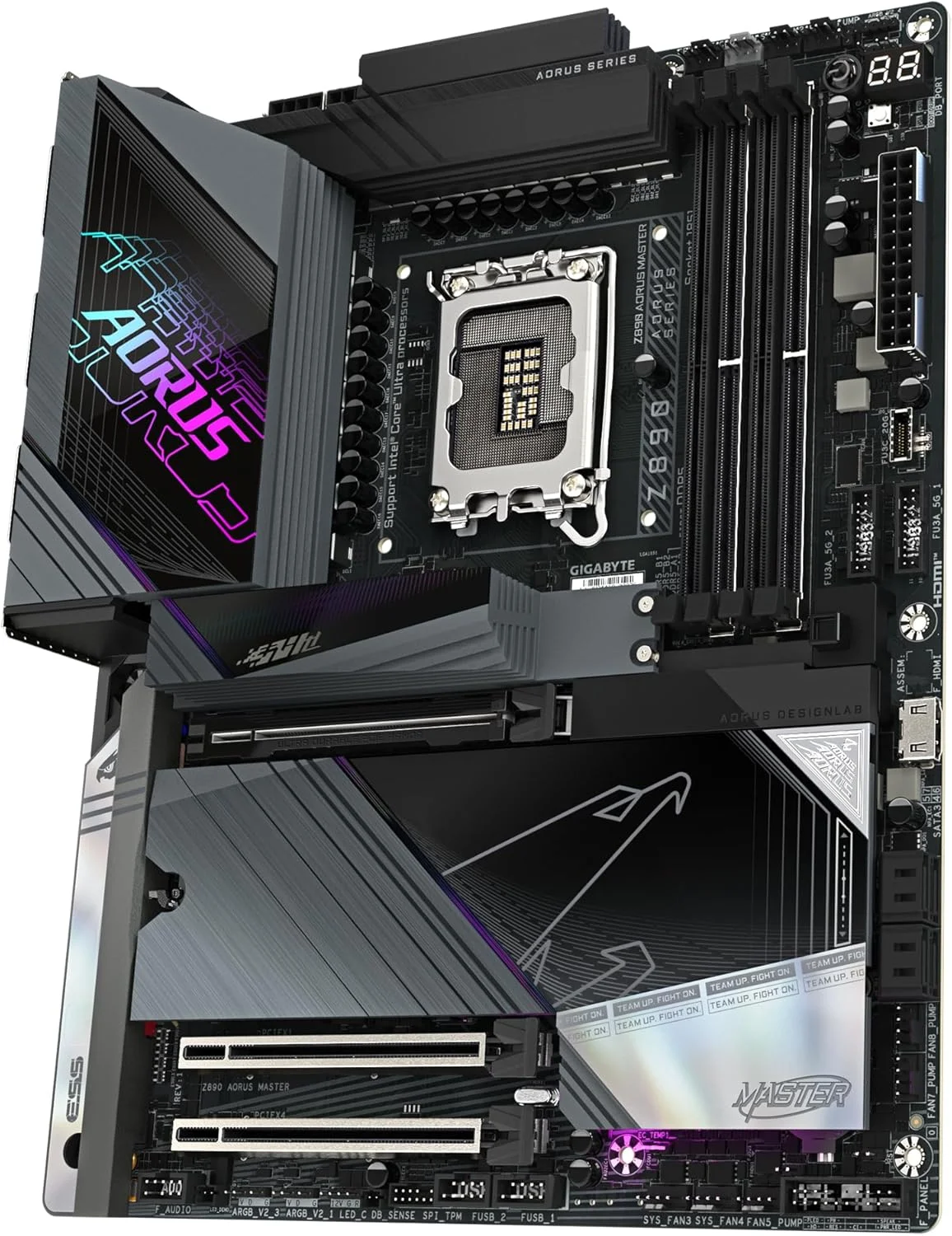 مادربرد GIGABYTE Z890 AORUS MASTER - پشتیبانی از پردازنده‌های Intel Core Ultra (سری 2)، VRM با 18+1+2 فاز، پشتیبانی از DDR5 تا 9500 مگاهرتز (OC)، 2xPCIe 5.0 + 3xPCIe 4.0، Wi-Fi 7، LAN 10GbE، Thunderbolt 4