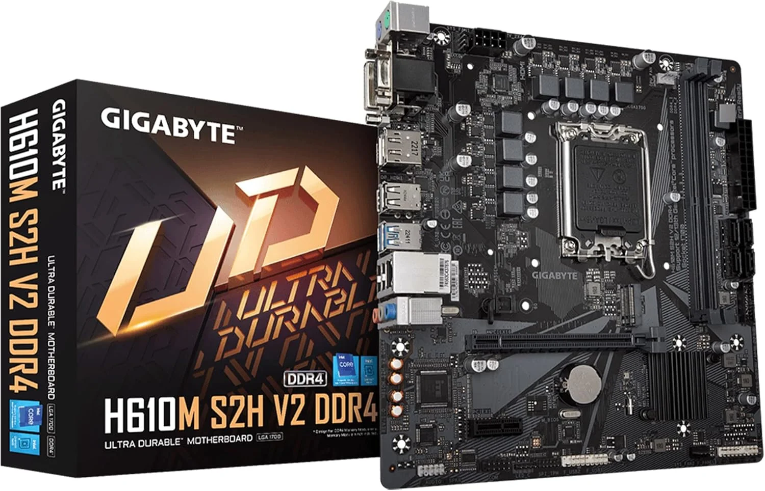 مادربرد GIGABYTE H610M S2H V2 DDR4 (H610/ Intel/LGA 1700/ Micro ATX/ DDR4/ Single M.2/ PCIe 4.0/ USB 3.2 Gen1/ Realtek GbE LAN)