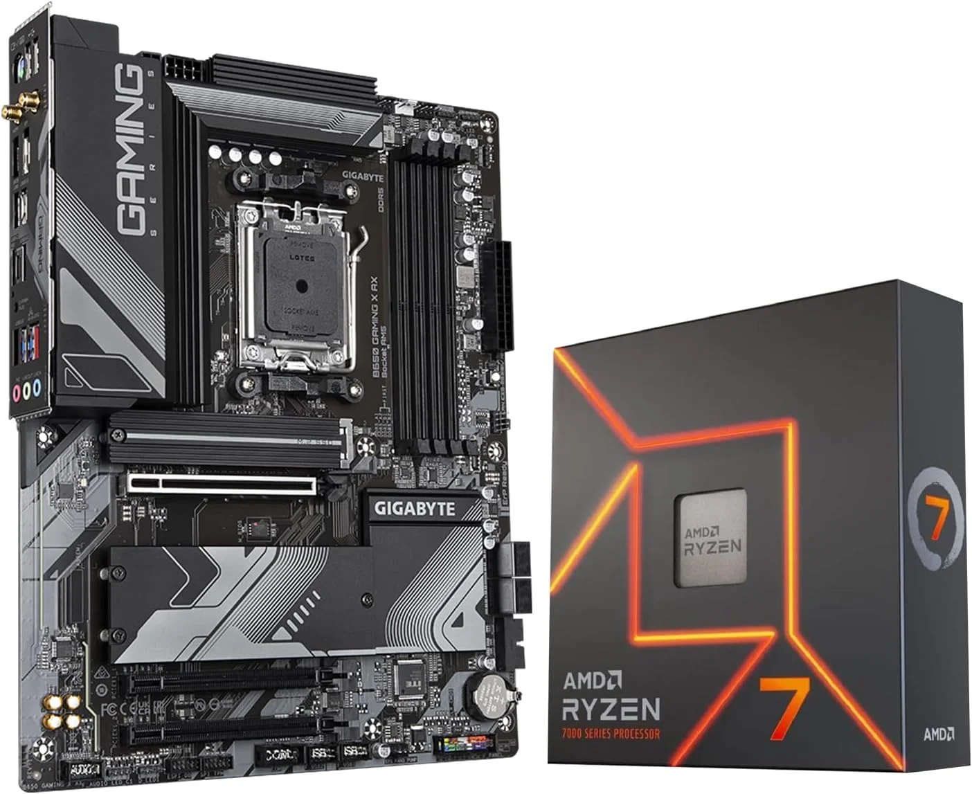 باندل پردازنده دسکتاپ آنلاک شده INLAND AMD Ryzen 7 7700X با 8 هسته و 16 رشته AM5 5.4 گیگاهرتز به همراه مادربرد گیمینگ GIGABYTE B650 AORUS Elite AX AM5 DDR5 ATX
