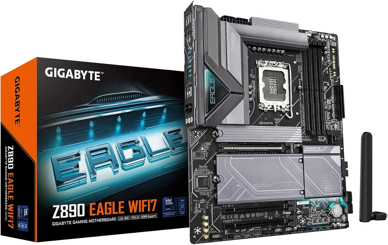 مادربرد GIGABYTE Z890 Eagle WIFI7 اینتل Core Ultra (سری 2) LGA 1851، ATX، DDR5، 4X M.2، PCIe 5.0، USB4، WIFI7، LAN 2.5GbE، EZ-Latch
