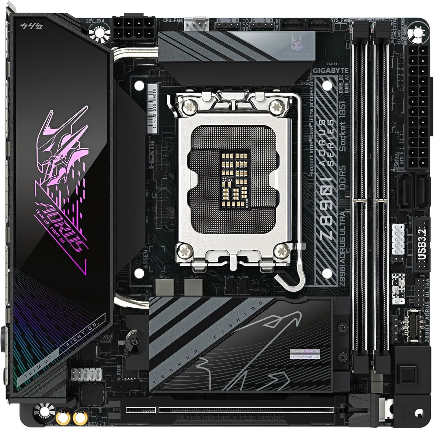 مادربرد GIGABYTE Z890I AORUS Ultra Ultra Core (سری 2) LGA 1851، Mini-ITX، DDR5، 2X M.2، PCIe 5.0، Thunderbolt 4، WIFI7، 2.5GbE LAN، EZ-Latch