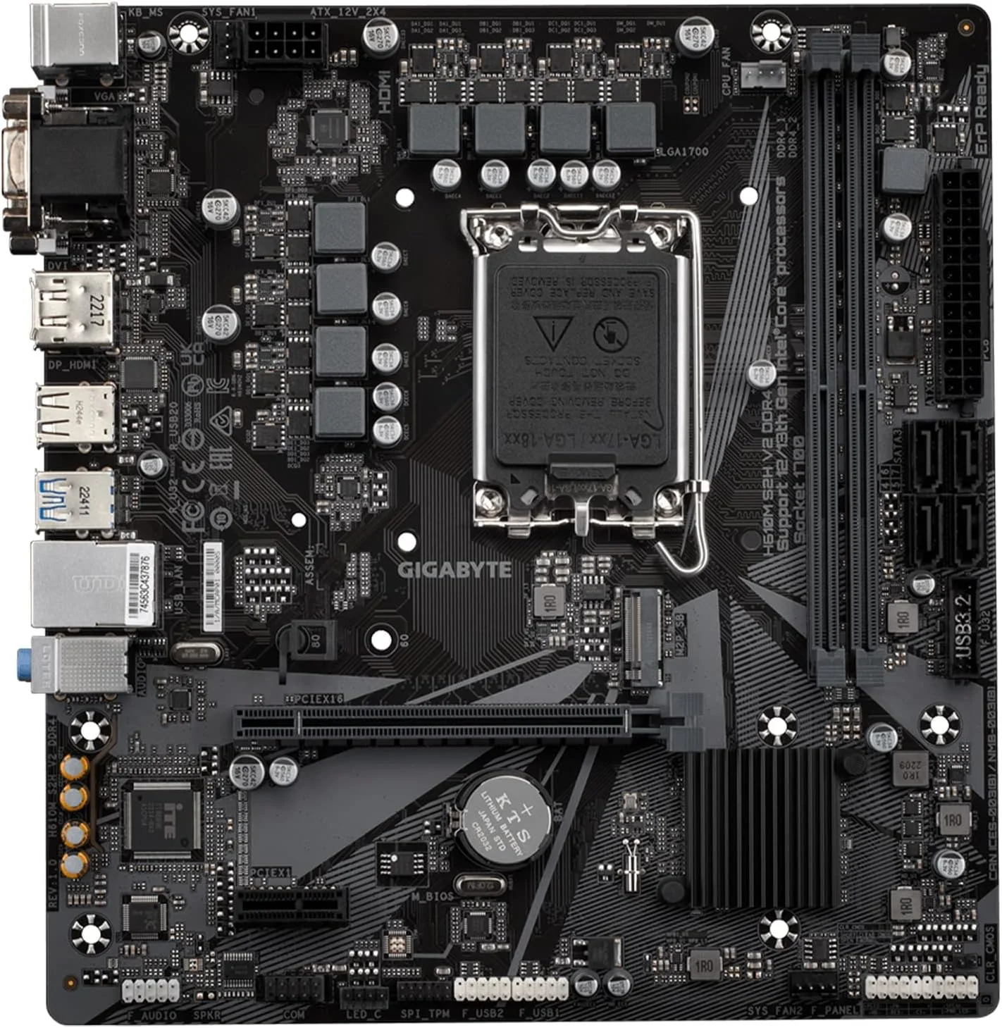 مادربرد GIGABYTE H610M S2H V2 DDR4 (H610/ Intel/LGA 1700/ Micro ATX/ DDR4/ Single M.2/ PCIe 4.0/ USB 3.2 Gen1/ Realtek GbE LAN)