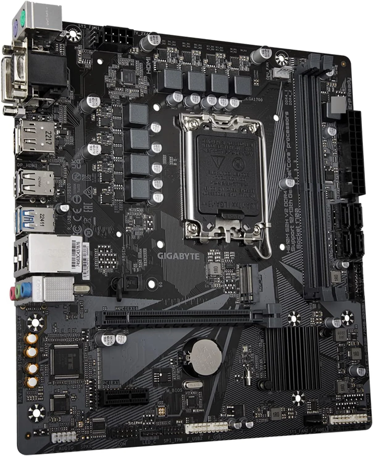 مادربرد GIGABYTE H610M S2H V2 DDR4 (H610/ Intel/LGA 1700/ Micro ATX/ DDR4/ Single M.2/ PCIe 4.0/ USB 3.2 Gen1/ Realtek GbE LAN)
