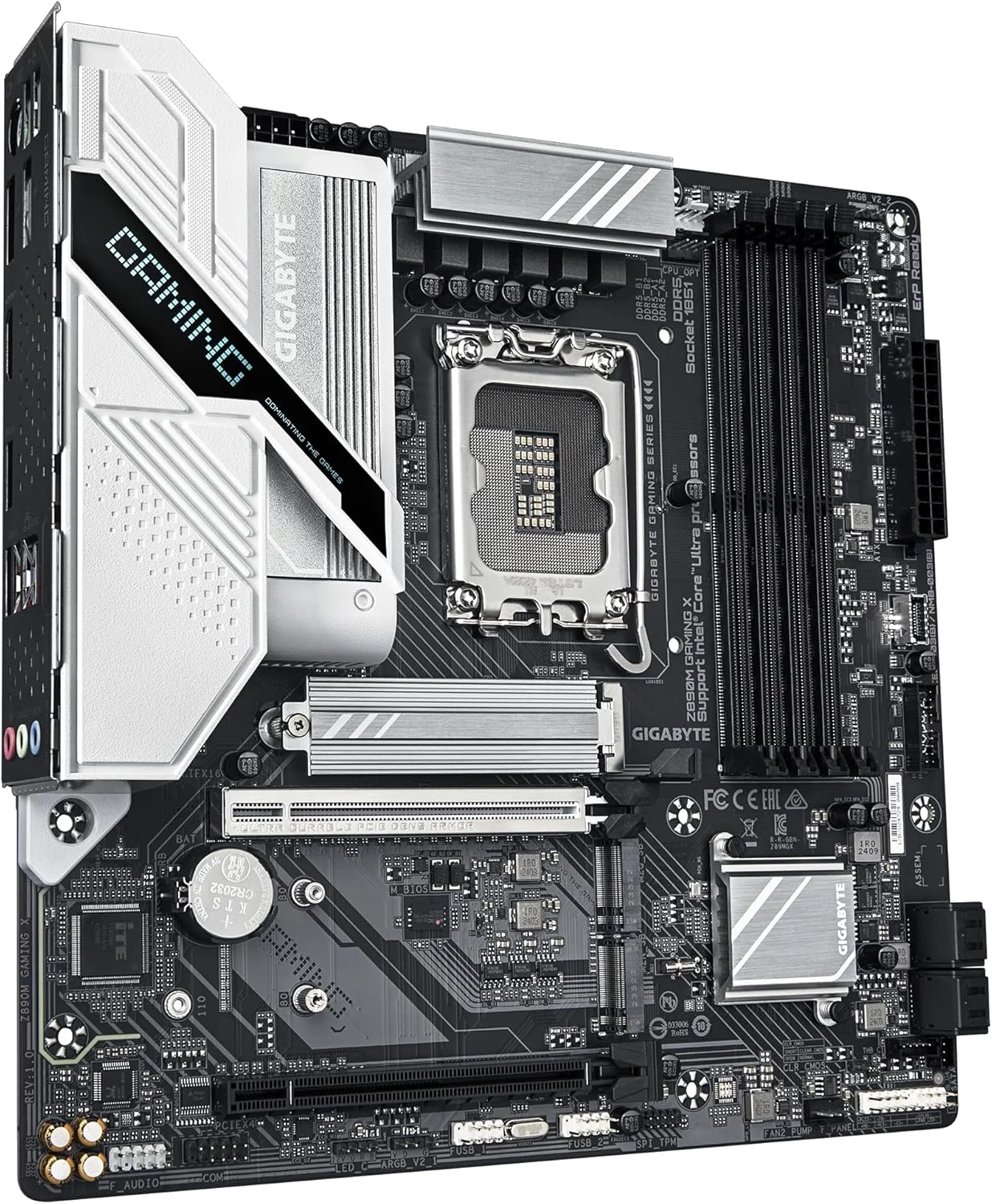 مادربرد GIGABYTE Z890M GAMING X - پشتیبانی از پردازنده های Intel Core Ultra (سری 2)، VRM با 8+1+2 فاز، DDR5 تا 8800 مگاهرتز (OC)، 1xPCIe 5.0 + 2xPCIe 4.0، LAN 2.5GbE، USB 3.2 Gen 1