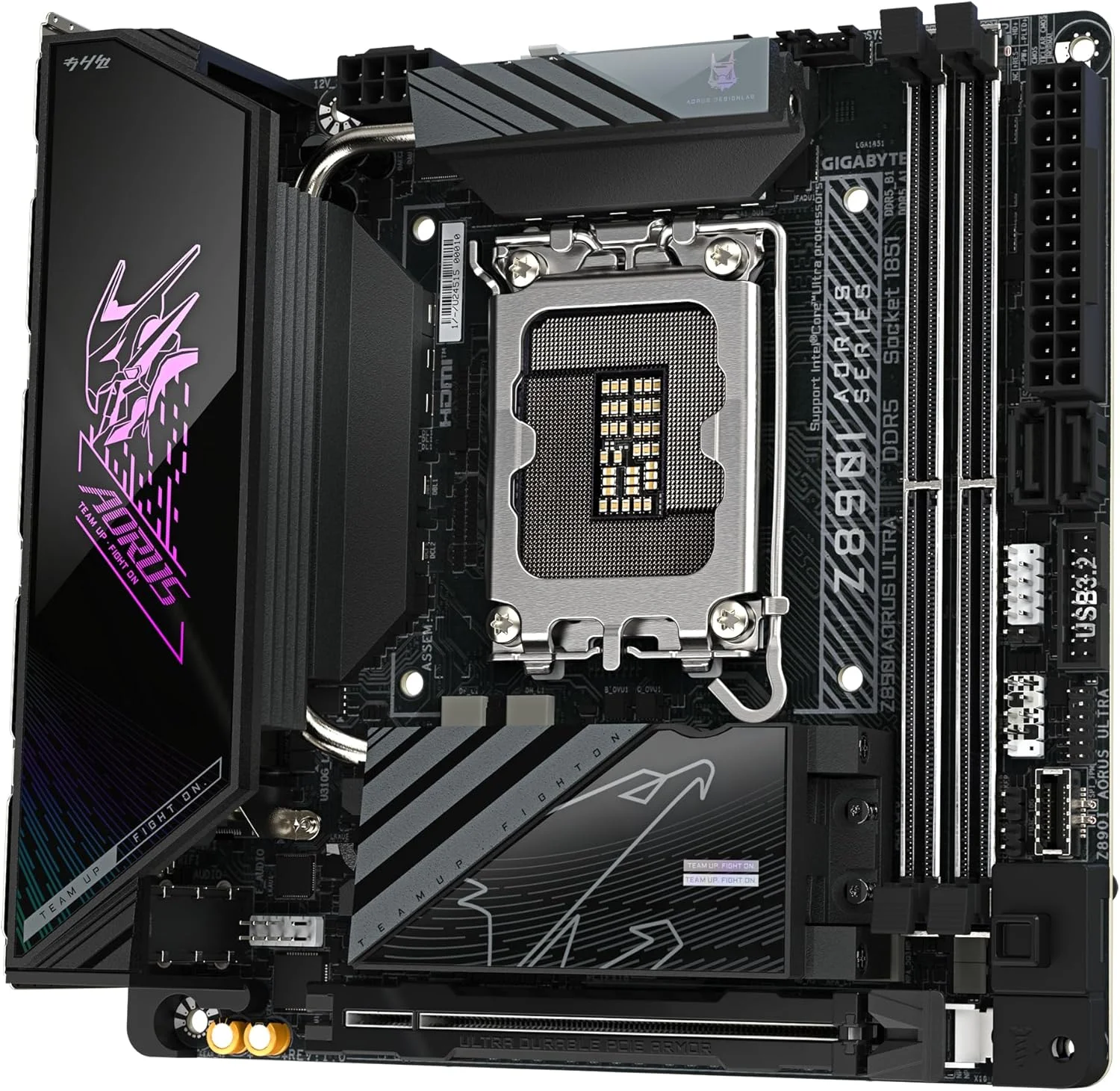 مادربرد GIGABYTE Z890I AORUS ULTRA - پشتیبانی از پردازنده های Intel Core Ultra (سری 2)، VRM با 8+1+2 فاز، DDR5 تا 8800 مگاهرتز (OC)، 1xPCIe 5.0 + 1xPCIe 4.0، Wi-Fi 7، LAN 2.5GbE، Thunderbolt 4