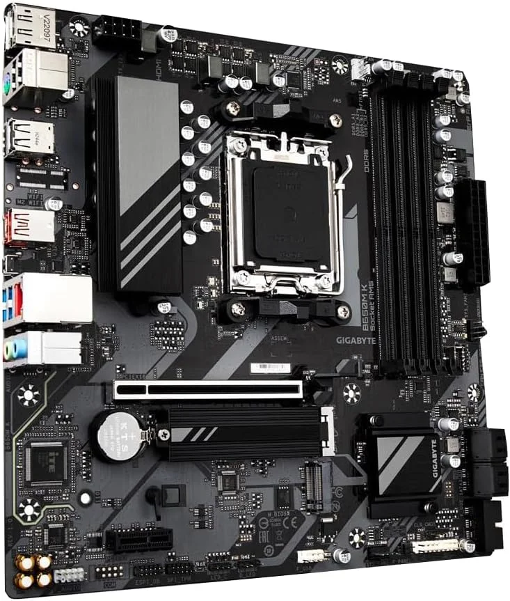 کامبو پردازنده دسکتاپ آنلاک شده اینلند میکرو سنتر AMD Ryzen 7 7700X هشت هسته ای شانزده رشته ای AM5 5.4 گیگاهرتز با مادربرد GIGABYTE B650M K AM5 DDR5 Micro ATX
