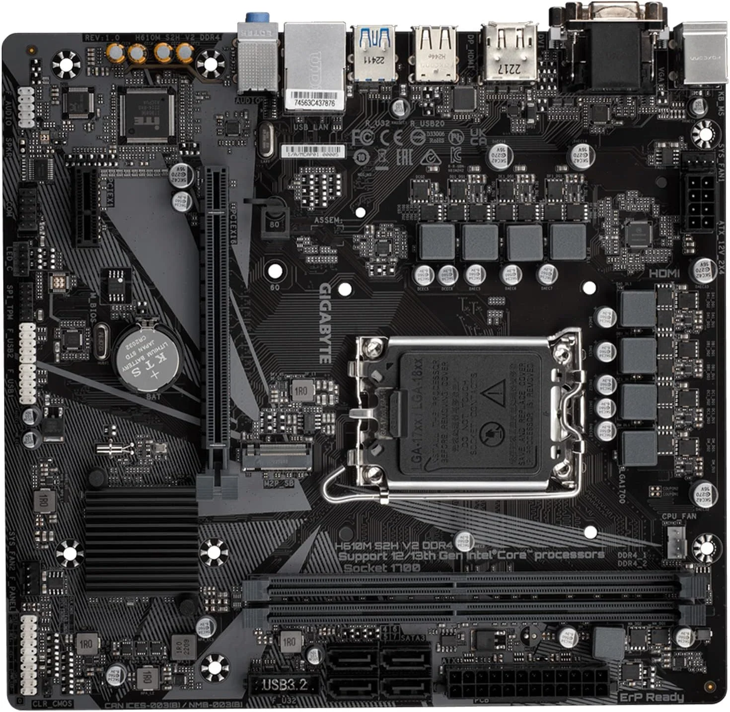 مادربرد GIGABYTE H610M S2H V2 DDR4 (H610/ Intel/LGA 1700/ Micro ATX/ DDR4/ Single M.2/ PCIe 4.0/ USB 3.2 Gen1/ Realtek GbE LAN)