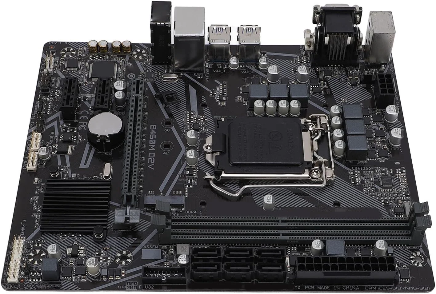 مادربرد B460M D2V برای LGA 1200، M ATX DDR4x2 DIMM، DDR4 دو کاناله، PCIe 3.0، 2933 2666 2400 2133MHz، 6xSerial ATA III 1xM.2 Slot Mainboard