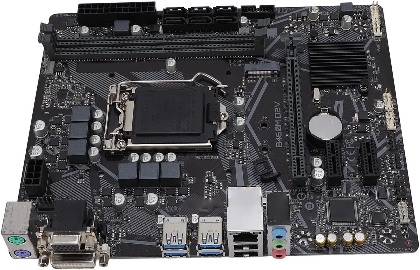 مادربرد B460M D2V برای LGA 1200، M ATX DDR4x2 DIMM، DDR4 دو کاناله، PCIe 3.0، 2933 2666 2400 2133MHz، 6xSerial ATA III 1xM.2 Slot Mainboard