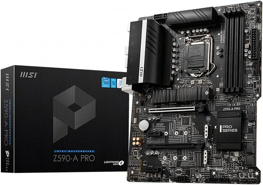 مادربرد MSI Z590-A PRO ProSeries - ATX، نسل 11/10 اینتل Core، سوکت LGA 1200، DDR4، PCIe 4، اسلات های M.2، USB 3.2 Gen 2، LAN 2.5G، DP/HDMI