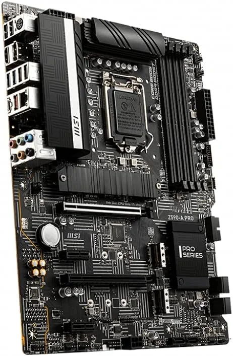 مادربرد MSI Z590-A PRO ProSeries - ATX، نسل 11/10 اینتل Core، سوکت LGA 1200، DDR4، PCIe 4، اسلات های M.2، USB 3.2 Gen 2، LAN 2.5G، DP/HDMI