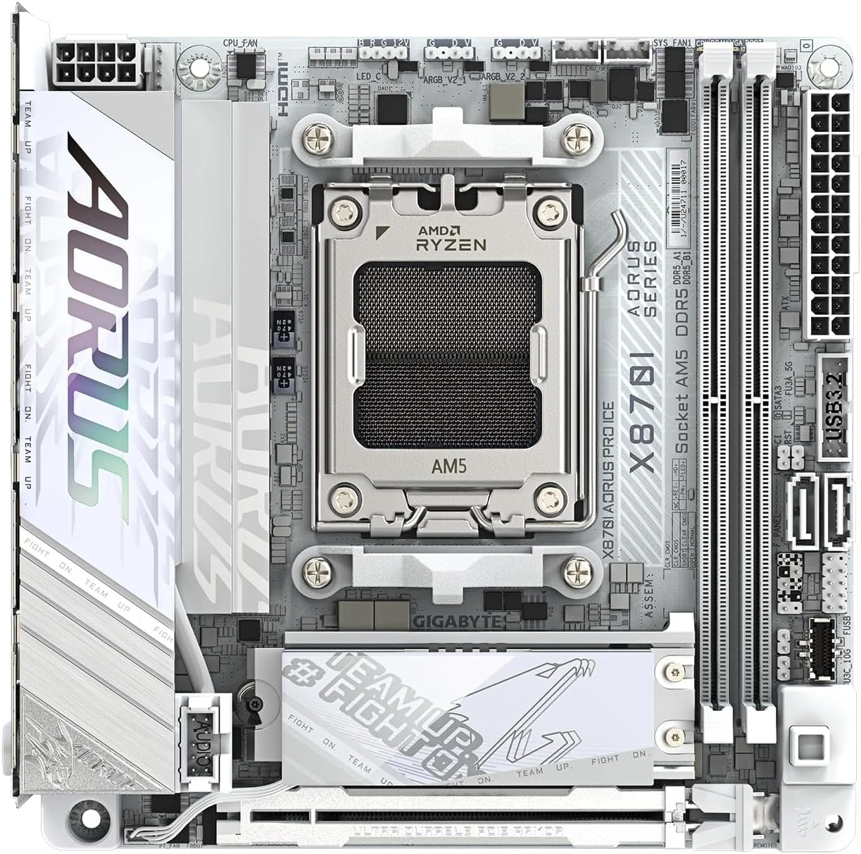 مادربرد GIGABYTE X870I AORUS PRO ICE AMD X870 Chipset Mini-ITX سفید MB6574