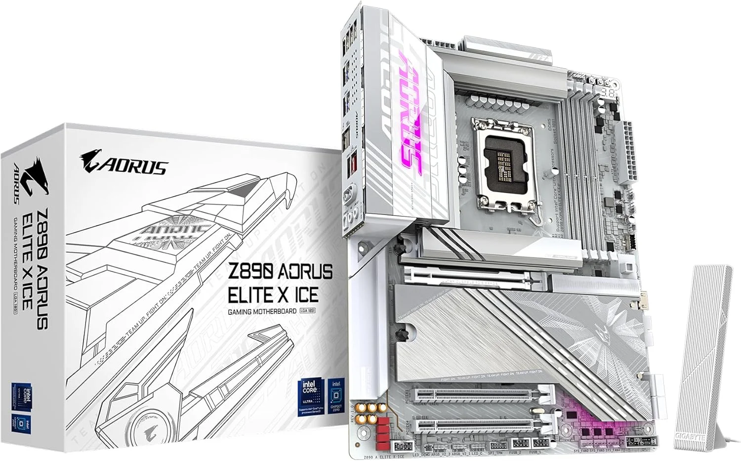 مادربرد GIGABYTE Z890 AORUS Elite X ICE Intel Core Ultra (سری 2) LGA 1851، ATX، DDR5، 5X M.2، PCIe 5.0، Thunderbolt 4، WIFI7، 2.5GbE LAN، EZ-Latch