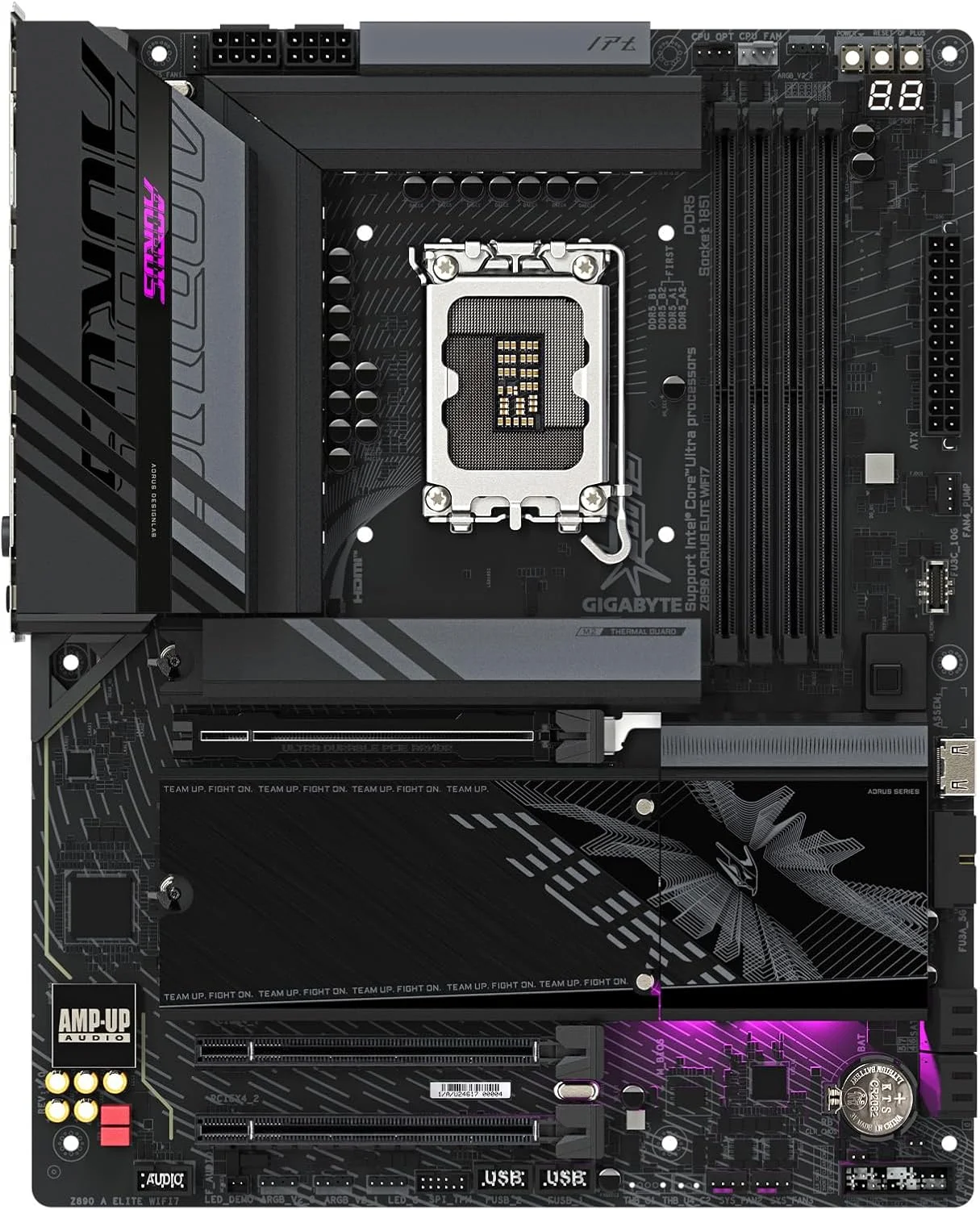 مادربرد GIGABYTE Z890 AORUS Elite WIFI7 اینتل Core Ultra (سری 2) LGA 1851، ATX، DDR5، 4X M.2، PCIe 5.0، Thunderbolt 4، WIFI7، LAN 2.5GbE، EZ-Latch