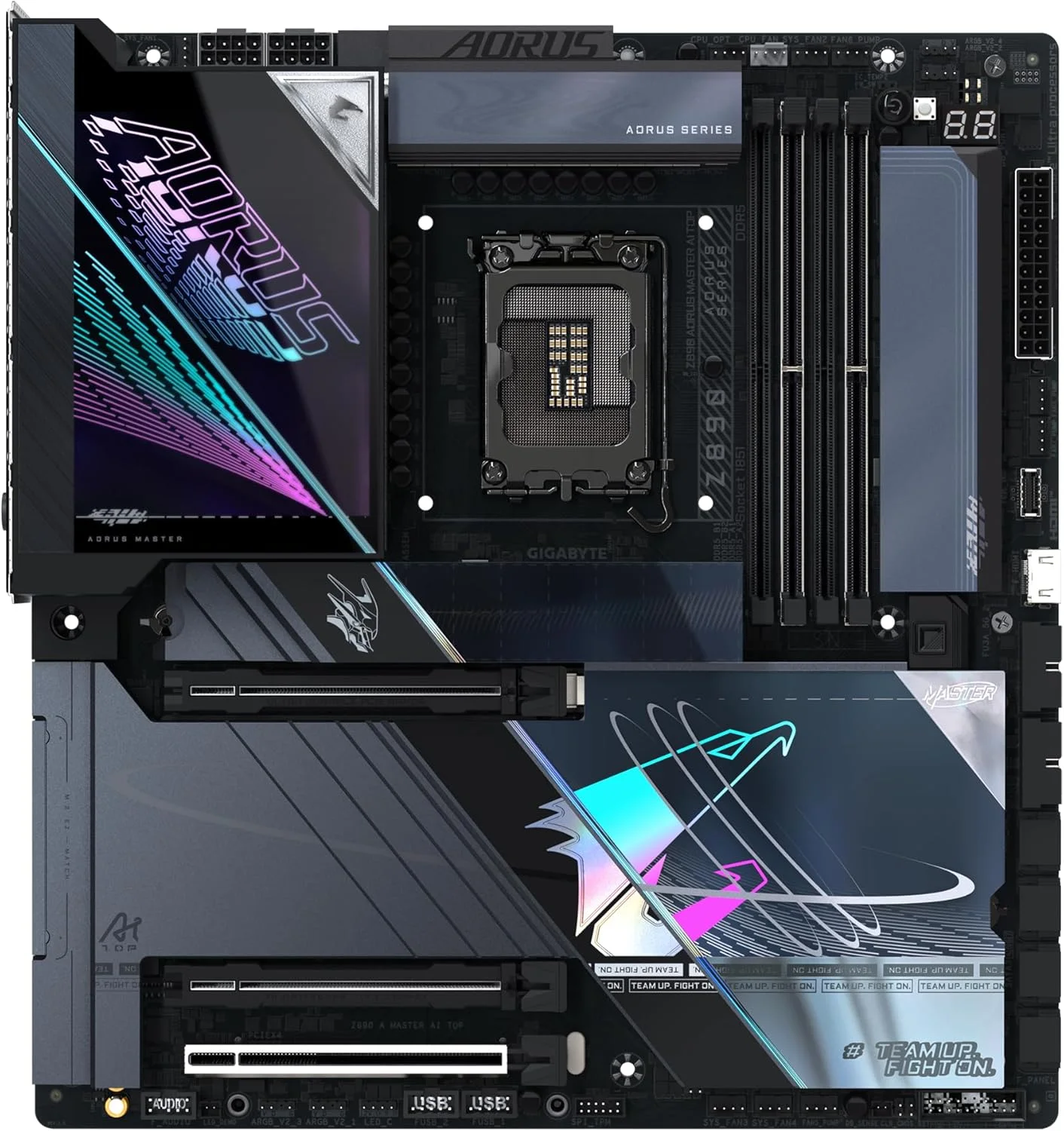 مادربرد GIGABYTE Z890 AORUS MASTER AI TOP - پشتیبانی از پردازندههای Intel Core Ultra (سری 2)، VRM با 20+1+2 فاز، پشتیبانی از DDR5 تا 9500 مگاهرتز (OC)، PCIe 5.0 M.2، Wi-Fi 7، Thunderbolt 4 مادربرد GIGABYTE Z890 AORUS MASTER AI TOP - پشتیبانی از پردازندههای Intel Core Ultra (سری 2)، VRM با 20+1+2 فاز، پشتیبانی از DDR5 تا 9500 مگاهرتز (OC)، PCIe 5.0 M.2، Wi-Fi 7، Thunderbolt 4