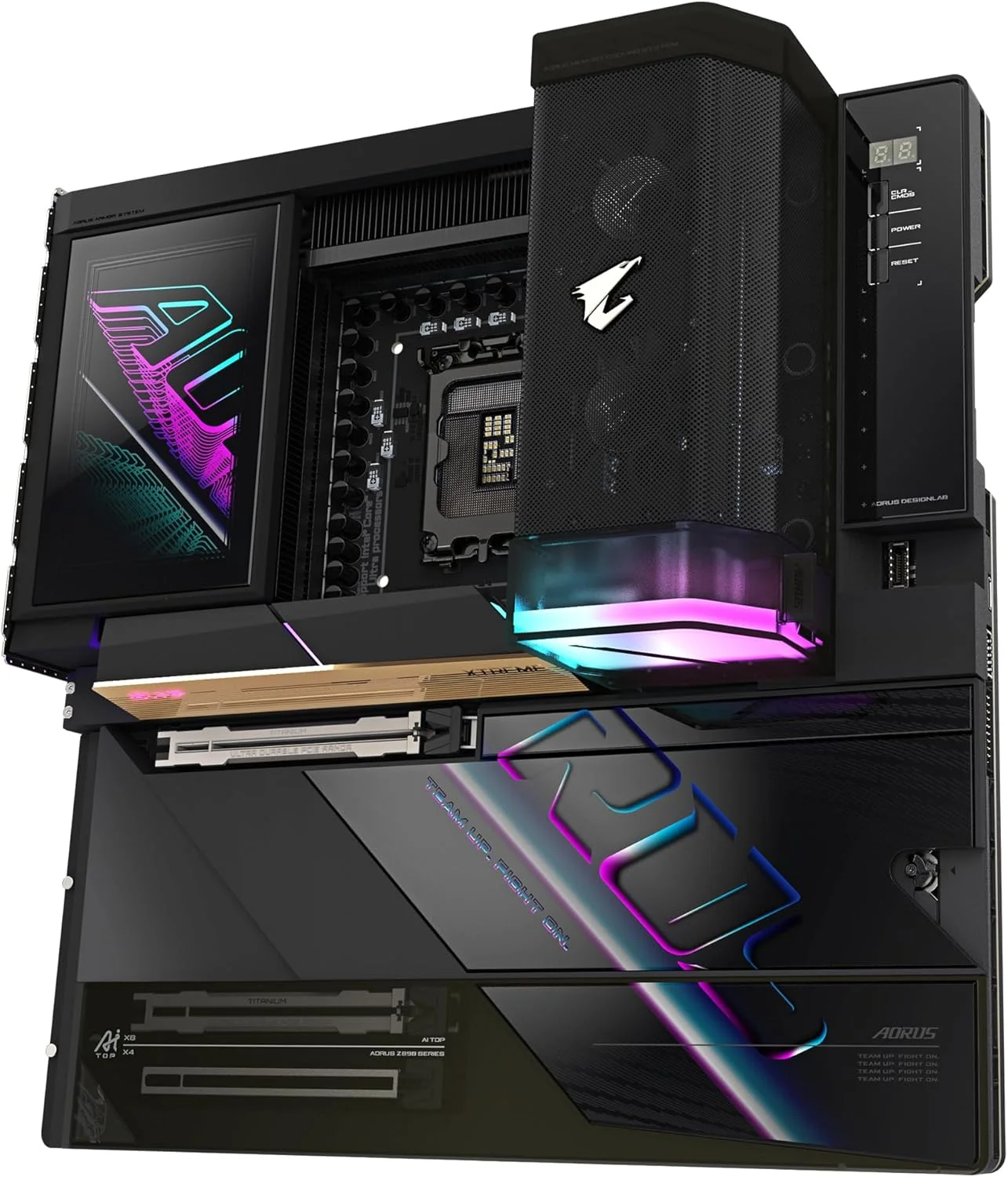 مادربرد GIGABYTE Z890 AORUS XTREME AI TOP - پشتیبانی از پردازنده‌های Intel Core Ultra (سری 2)، VRM با 22+1+2 فاز، DDR5 تا 9500 مگاهرتز (OC)، PCIe 5.0 M.2، Wi-Fi 7، Thunderbolt 5