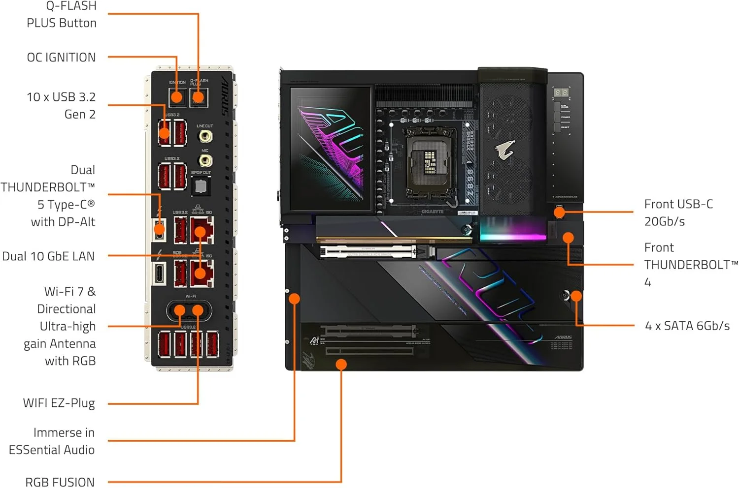 مادربرد GIGABYTE Z890 AORUS XTREME AI TOP سازگار با پردازنده Intel Core Ultra (سری 2) E-ATX مدل Z890 A XTREME AI TOP MB6649