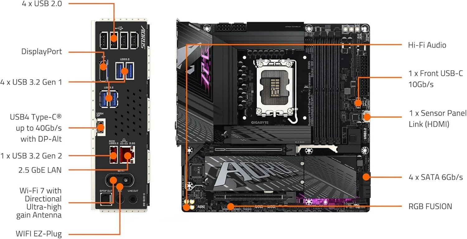 مادربرد GIGABYTE Z890M AORUS ELITE WIFI7 Micro ATX مدل MB6601