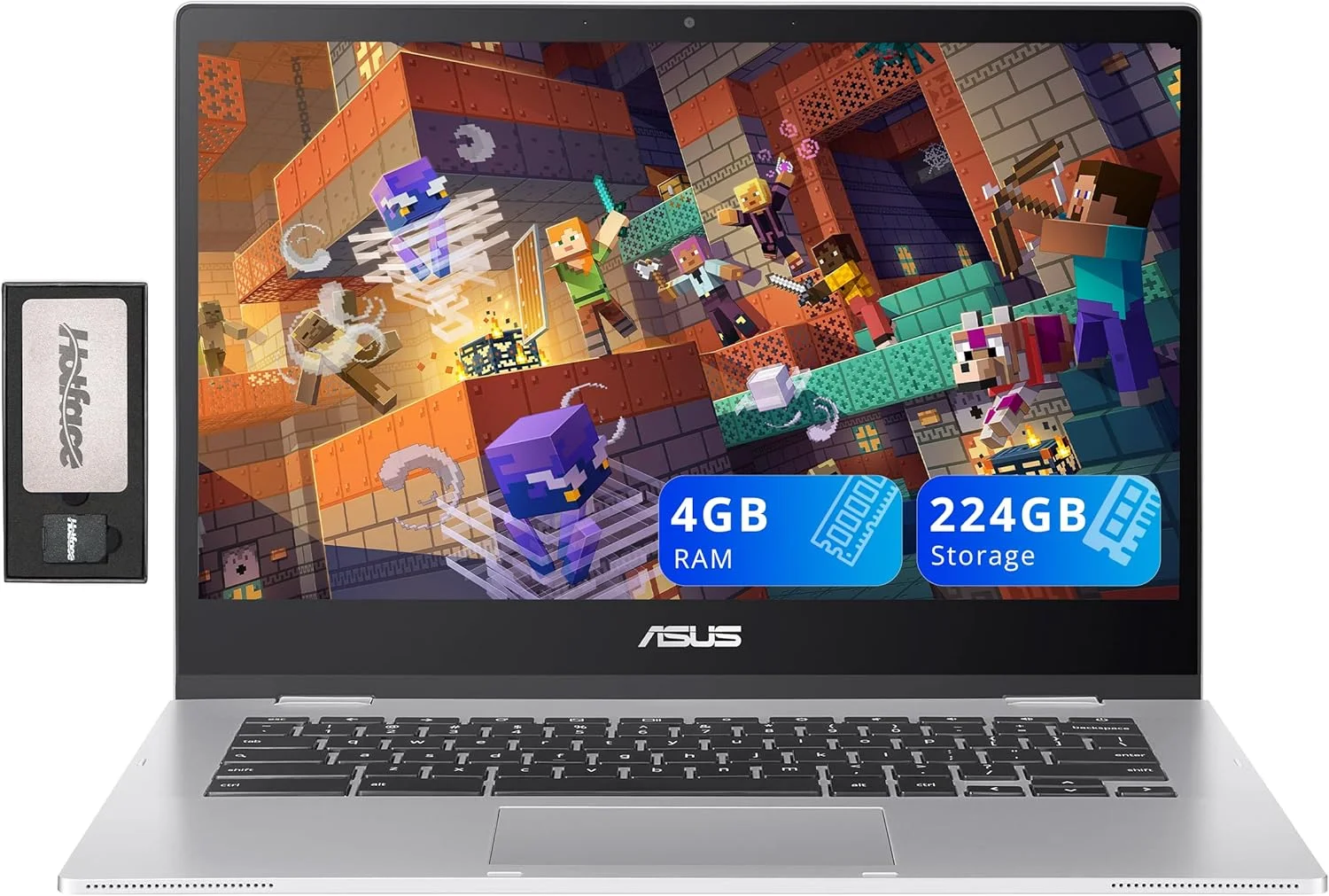 لپ تاپ 14 اینچی ASUS Chromebook CX1 FHD، پردازنده Intel Celeron N4500، رم 4 گیگابایتی، حافظه 224 گیگابایتی (64 گیگابایت eMMC + مجموعه ایستگاه docking 160 گیگابایتی)، گرافیک Intel UHD، وب کم 720p، WiFi 6، سیستم عامل Chrome، نقره ای
