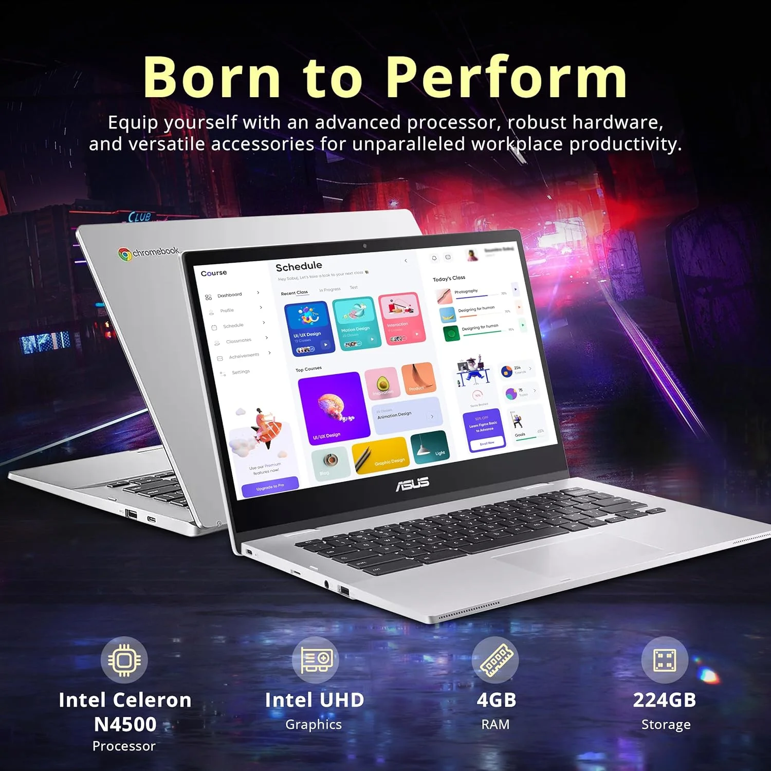 لپ تاپ 14 اینچی ASUS Chromebook CX1 FHD، پردازنده Intel Celeron N4500، رم 4 گیگابایتی، حافظه 224 گیگابایتی (64 گیگابایت eMMC + مجموعه ایستگاه docking 160 گیگابایتی)، گرافیک Intel UHD، وب کم 720p، WiFi 6، سیستم عامل Chrome، نقره ای لپ تاپ 14 اینچی ASUS Chromebook CX1 FHD، پردازنده Intel Celeron N4500، رم 4 گیگابایتی، حافظه 224 گیگابایتی (64 گیگابایت eMMC + مجموعه ایستگاه docking 160 گیگابایتی)، گرافیک Intel UHD، وب کم 720p، WiFi 6، سیستم عامل Chrome، نقره ای