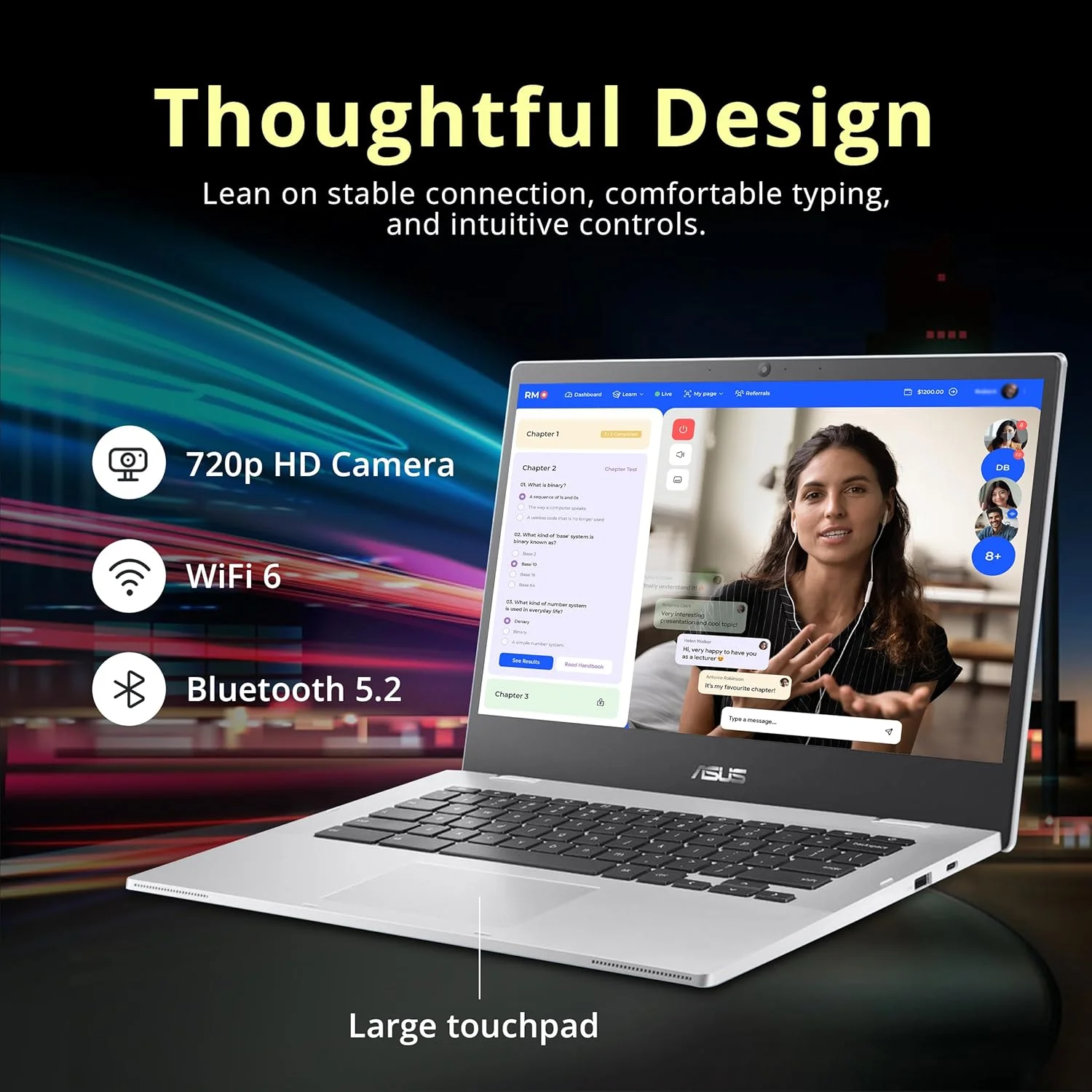 لپ تاپ 14 اینچی ASUS Chromebook CX1 FHD، پردازنده Intel Celeron N4500، رم 4 گیگابایتی، حافظه 224 گیگابایتی (64 گیگابایت eMMC + مجموعه ایستگاه docking 160 گیگابایتی)، گرافیک Intel UHD، وب کم 720p، WiFi 6، سیستم عامل Chrome، نقره ای لپ تاپ 14 اینچی ASUS Chromebook CX1 FHD، پردازنده Intel Celeron N4500، رم 4 گیگابایتی، حافظه 224 گیگابایتی (64 گیگابایت eMMC + مجموعه ایستگاه docking 160 گیگابایتی)، گرافیک Intel UHD، وب کم 720p، WiFi 6، سیستم عامل Chrome، نقره ای