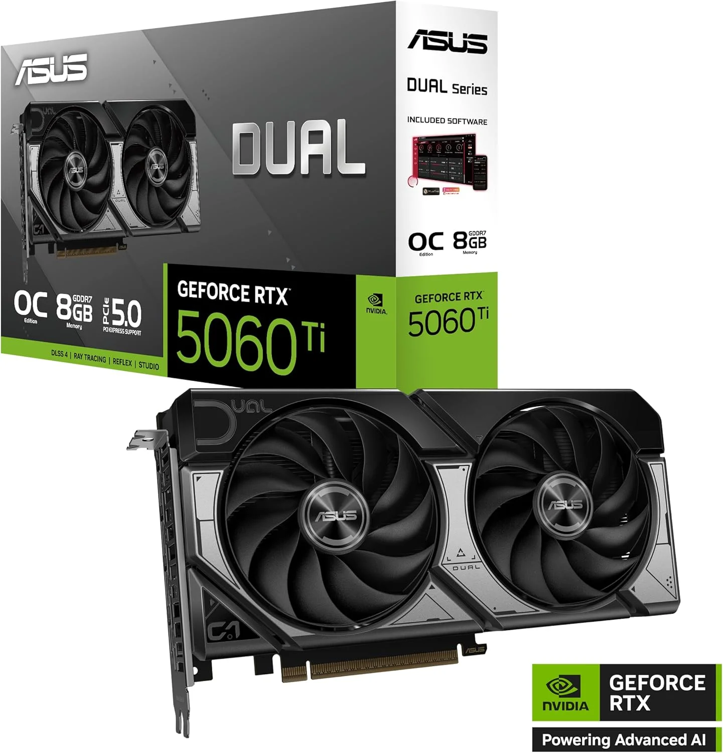 کارت گرافیک ایسوس Dual GeForce RTX 5060 Ti 16GB GDDR7 OC Edition (PCIe 5.0، 16GB GDDR7، DLSS 4، HDMI 2.1b، DisplayPort 2.1b، طراحی 2.5 اسلات، طراحی فن Axial-tech، فناوری 0dB و موارد دیگر) کارت گرافیک ایسوس Dual GeForce RTX 5060 Ti 16GB GDDR7 OC Edition (PCIe 5.0، 16GB GDDR7، DLSS 4، HDMI 2.1b، DisplayPort 2.1b، طراحی 2.5 اسلات، طراحی فن Axial-tech، فناوری 0dB و موارد دیگر)