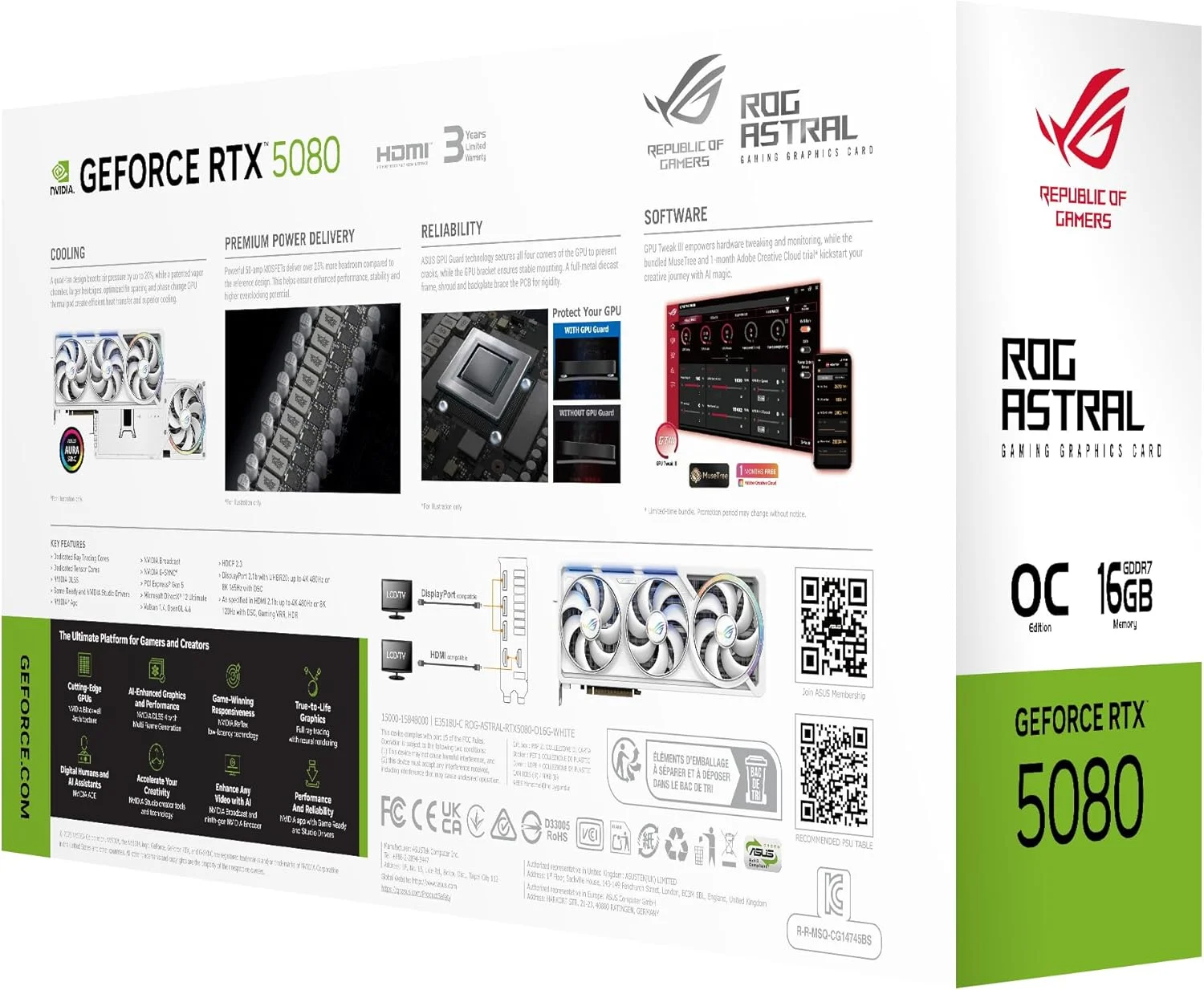 کارت گرافیک ایسوس ROG Astral GeForce RTX™ 5080 16GB GDDR7 White OC Edition - کارت گرافیک چهار فن با ارائه جریان هوا و فشار هوای بیسابقه برای عملکرد بهینه کارت گرافیک ایسوس ROG Astral GeForce RTX™ 5080 16GB GDDR7 White OC Edition - کارت گرافیک چهار فن با ارائه جریان هوا و فشار هوای بیسابقه برای عملکرد بهینه
