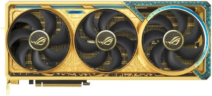 کارت گرافیک گیمینگ ممتاز ایسوس ROG Astral GeForce RTX 5090 Dhahab OC Edition با 32 گیگابایت حافظه GDDR7، خنک کننده چهار فن، عملکرد هوش مصنوعی 3593 TOPS، طلایی