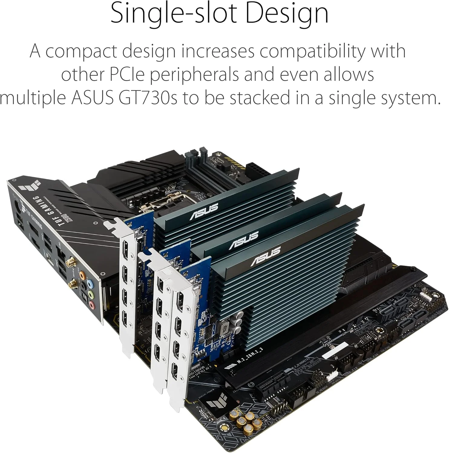 کارت گرافیک ایسوس NVIDIA GeForce GT 730 (PCIe 2.0، حافظه 2 گیگابایتی GDDR5، 4 پورت HDMI، طراحی تک اسلات، خنک کننده غیرفعال) (GT730-4H-SL-2GD5) کارت گرافیک ایسوس NVIDIA GeForce GT 730 (PCIe 2.0، حافظه 2 گیگابایتی GDDR5، 4 پورت HDMI، طراحی تک اسلات، خنک کننده غیرفعال) (GT730-4H-SL-2GD5)