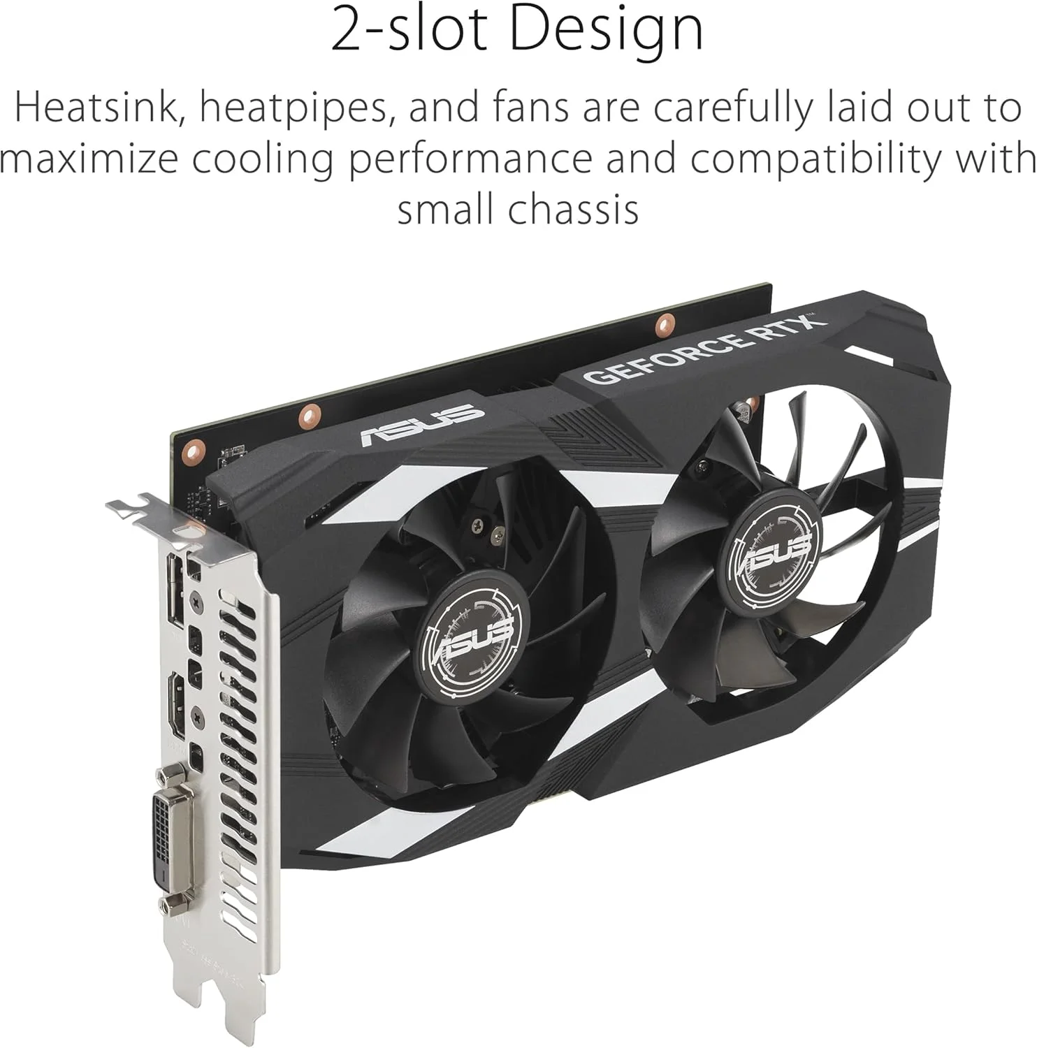 کارت گرافیک ایسوس Dual NVIDIA GeForce RTX 3050 6GB OC Edition - PCIe 4.0، حافظه 6GB GDDR6، HDMI 2.1، DisplayPort 1.4a، طراحی 2 اسلات، طراحی فن Axial-tech، فناوری 0dB، براکت فولادی