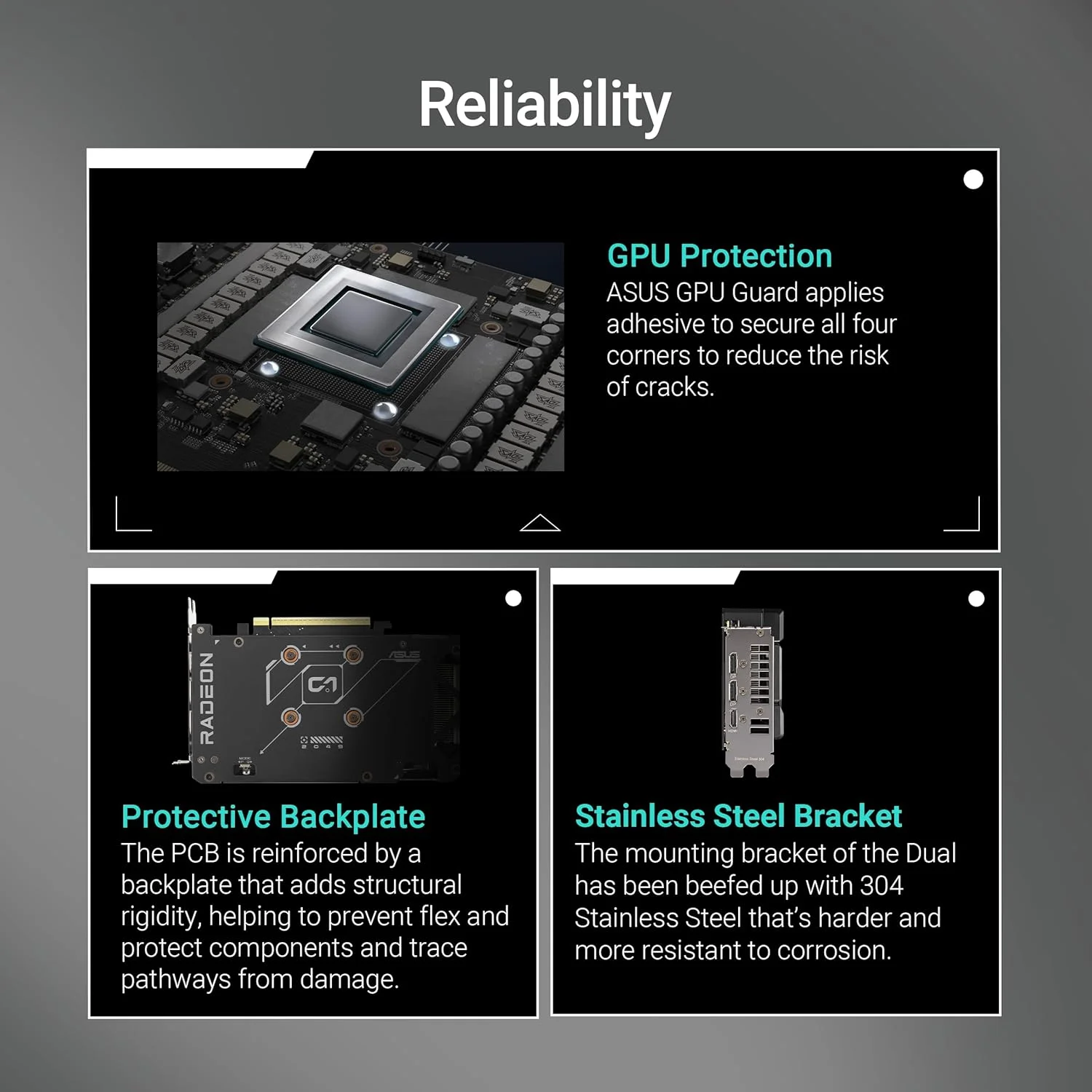 کارت گرافیک ASUS Dual Radeon™ RX 9060 XT 8GB GDDR6 (PCIe 5.0, HDMI 2.1b, DisplayPort 2.1a، طراحی 2.5 اسلات، طراحی فن Axial Technology، فناوری 0dB و موارد دیگر) کارت گرافیک ASUS Dual Radeon™ RX 9060 XT 8GB GDDR6 (PCIe 5.0, HDMI 2.1b, DisplayPort 2.1a، طراحی 2.5 اسلات، طراحی فن Axial Technology، فناوری 0dB و موارد دیگر)