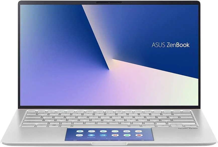 ایسوس Zenbook 14 UX434FLC-A6480T (نقره ای یخی) - پردازنده 4 هسته ای Intel Core i7-10510U با فرکانس 1.8 گیگاهرتز، 16 گیگابایت رم، 1 ترابایت SSD، NVIDIA® GeForce MX250، صفحه نمایش 14 اینچی FHD 60 هرتز، ویندوز 10 هوم، کیبورد با نور پس زمینه انگلیسی-عربی