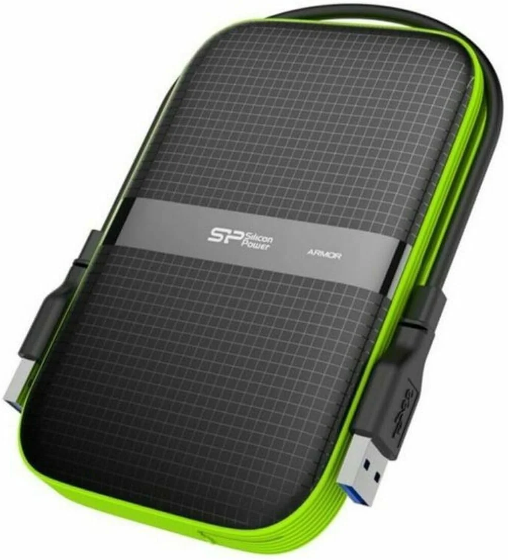 هارد اکسترنال سیلیکون پاور مدل SP010TBPHDA60S3K با ظرفیت 1 ترابایت، مقاوم در برابر ضربه و آب، Armor A60، سایز 2.5 اینچ، USB 3.0، دارای استاندارد نظامی MIL-STD-810G و IPX4، رنگ مشکی