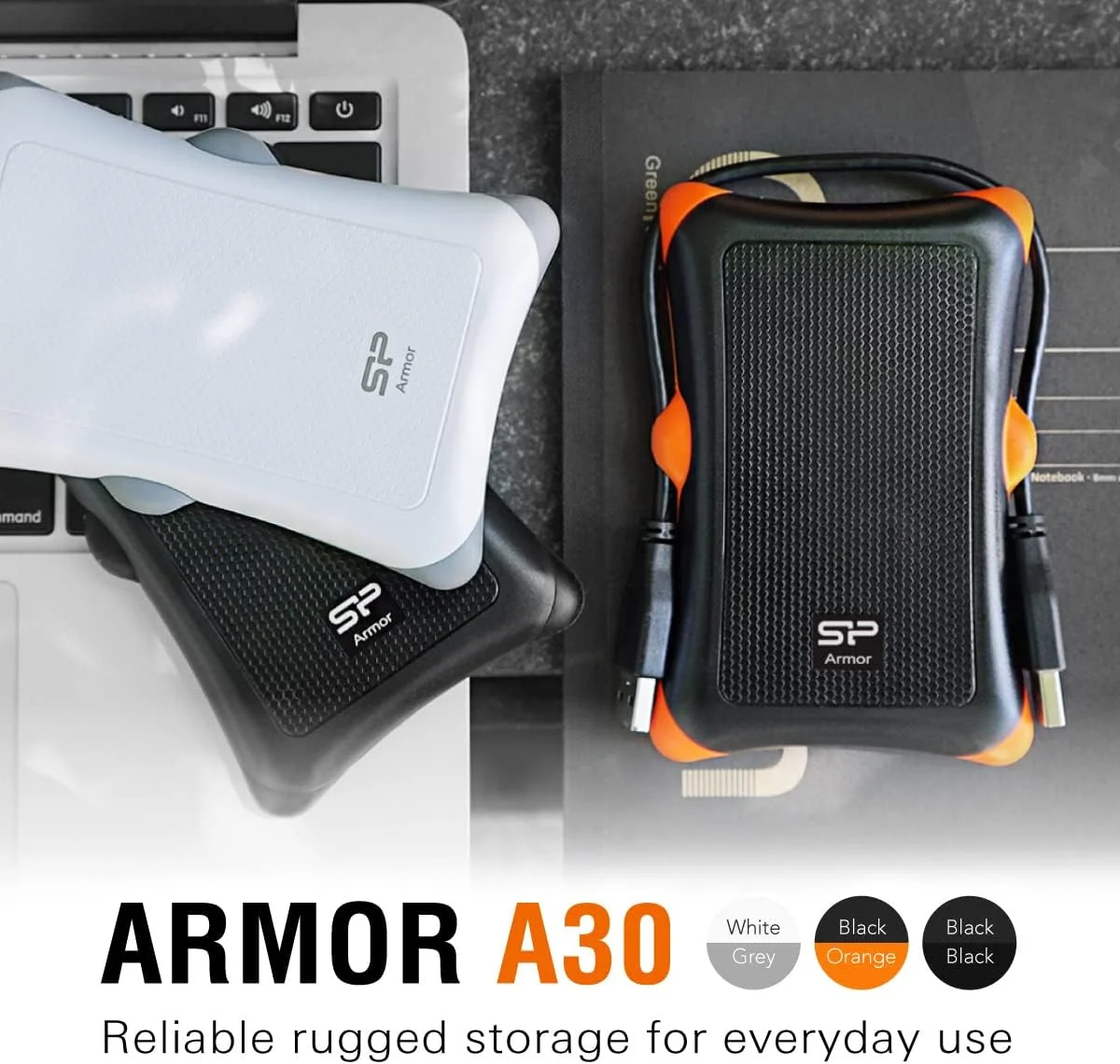 هارد اکسترنال ضد ضربه سیلیکون پاور مدل SP010TBPHDA30S3W با ظرفیت 1 ترابایت و رابط USB 2.5 اینچی - سفید
