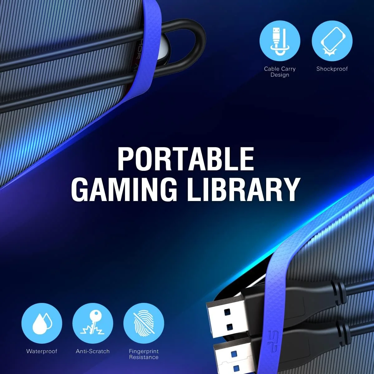 هارد اکسترنال گیمینگ سیلیکون پاور Armor A62 با ظرفیت 2 ترابایت، USB 3.0، ضد ضربه نظامی، قابل حمل برای کنسول های بازی PS5 PS4 Xbox، کامپیوتر رومیزی، لپ تاپ، PC و Mac، آبی هارد اکسترنال گیمینگ سیلیکون پاور Armor A62 با ظرفیت 2 ترابایت، USB 3.0، ضد ضربه نظامی، قابل حمل برای کنسول های بازی PS5 PS4 Xbox، کامپیوتر رومیزی، لپ تاپ، PC و Mac، آبی