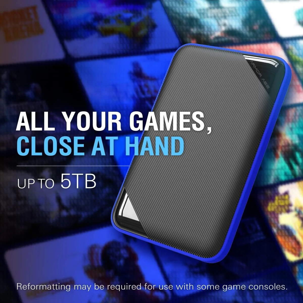 هارد اکسترنال گیمینگ سیلیکون پاور Armor A62 با ظرفیت 2 ترابایت، USB 3.0، ضد ضربه نظامی، قابل حمل برای کنسول های بازی PS5 PS4 Xbox، کامپیوتر رومیزی، لپ تاپ، PC و Mac، آبی هارد اکسترنال گیمینگ سیلیکون پاور Armor A62 با ظرفیت 2 ترابایت، USB 3.0، ضد ضربه نظامی، قابل حمل برای کنسول های بازی PS5 PS4 Xbox، کامپیوتر رومیزی، لپ تاپ، PC و Mac، آبی
