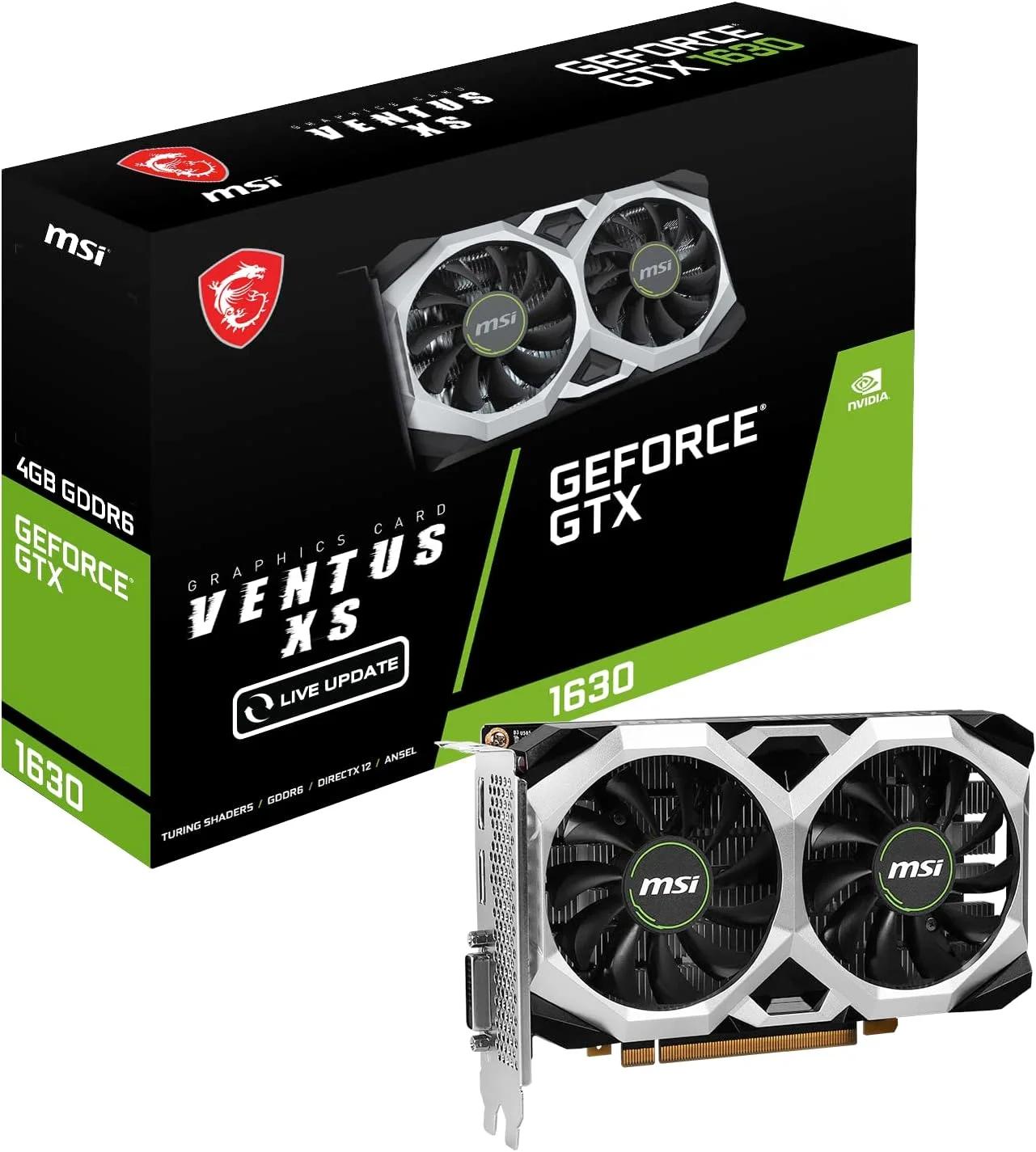 کارت گرافیک MSI Gaming GeForce GTX 1630 4GB GDRR6 64-Bit HDMI/DP/DVI Dual Fan OC (GTX 1630 Ventus XS 4G OC)