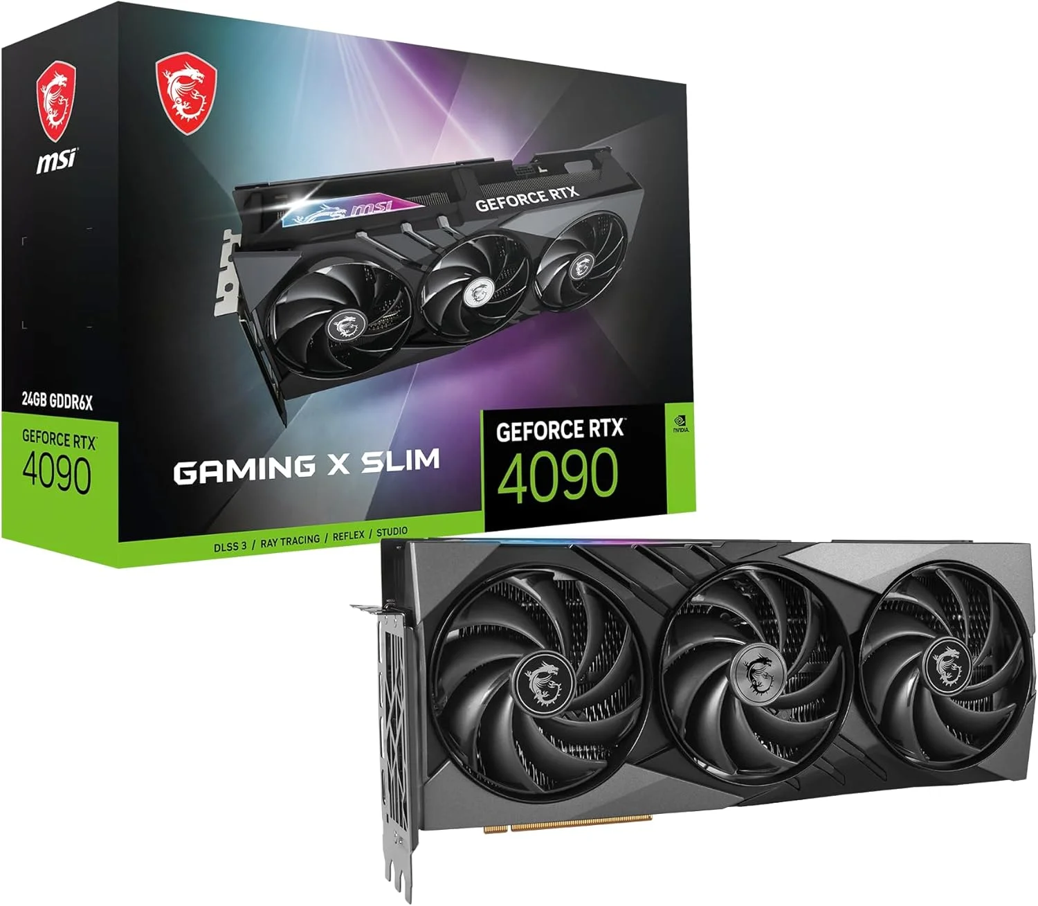 کارت گرافیک MSI Gaming GeForce RTX 4090 با 24 گیگابایت حافظه GDRR6X، رابط 384 بیتی HDMI/DP Nvlink Tri-Frozr 3 Ada Lovelace Architecture OC (مدل RTX 4090 Gaming X Slim 24G)