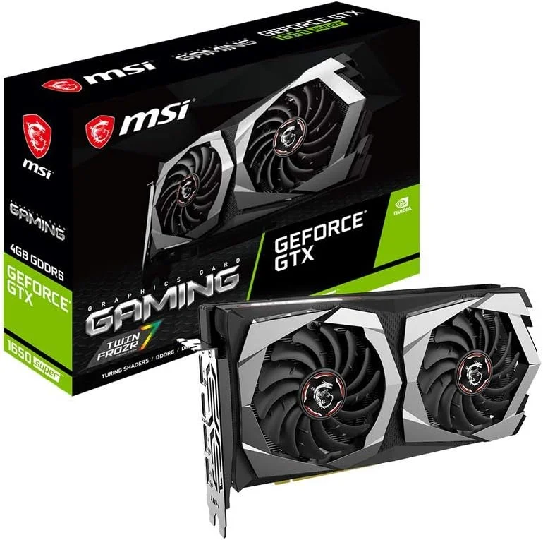 کارت گرافیک MSI Gaming GeForce GTX 1650 Super 128-Bit HDMI/DP 4GB GDRR6 با پشتیبانی از HDCP و DirectX 12، دارای دو فن، آماده برای واقعیت مجازی و اورکلاک (GTX 1650 Super Gaming X)