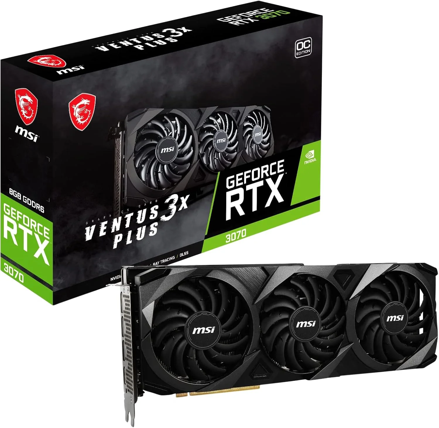کارت گرافیک MSI Gaming GeForce RTX 3070 LHR 8GB GDRR6 256-Bit HDMI/DP Nvlink Triple Torx Fan 3 Ampere Architecture OC (RTX 3070 Ventus 3X Plus 8G OC LHR)