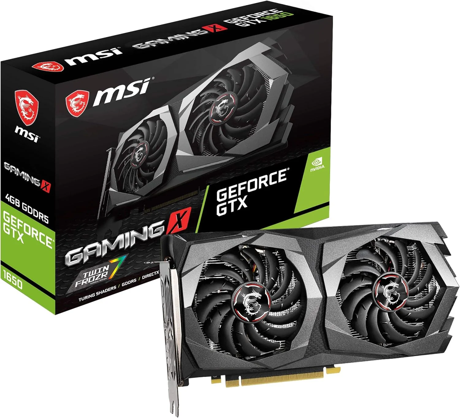 کارت گرافیک MSI Gaming GeForce GTX 1650 با 128 بیت، HDMI/DP، حافظه 4GB GDRR5، پشتیبانی از HDCP، DirectX 12، دو فن، VR Ready و اورکلاک شده (GTX 1650 Gaming X 4G)