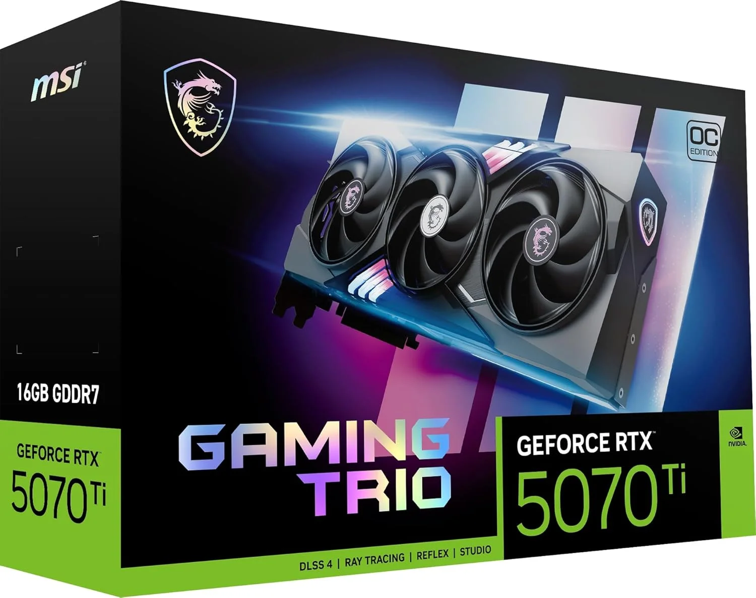 کارت گرافیک MSI GeForce RTX 5070 Ti 16G GAMING TRIO OC PLUS - پردازنده گرافیکی RTX 5070 Ti، حافظه 16 گیگابایت GDDR7 (28 گیگابیت بر ثانیه/256 بیت)، PCIe 5.0 - HDMI 2.1b، 3 عدد DisplayPort 2.1b