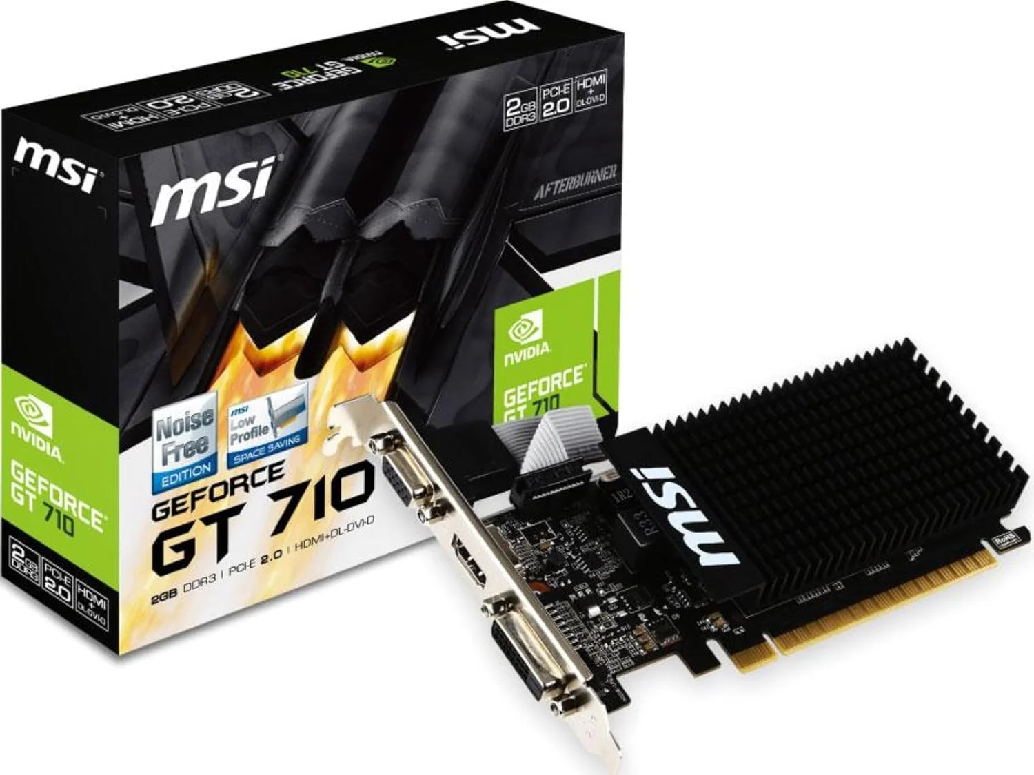 کارت گرافیک ام اس آی NVIDIA GEFORCE GT 710 2GD3H LP '2GB DDR3، 954MHz، Low Profile، مصرف کم، VGA، DVI-D، HDMI، HTPC، سیستم خنک کننده پسیو بدون فن'
