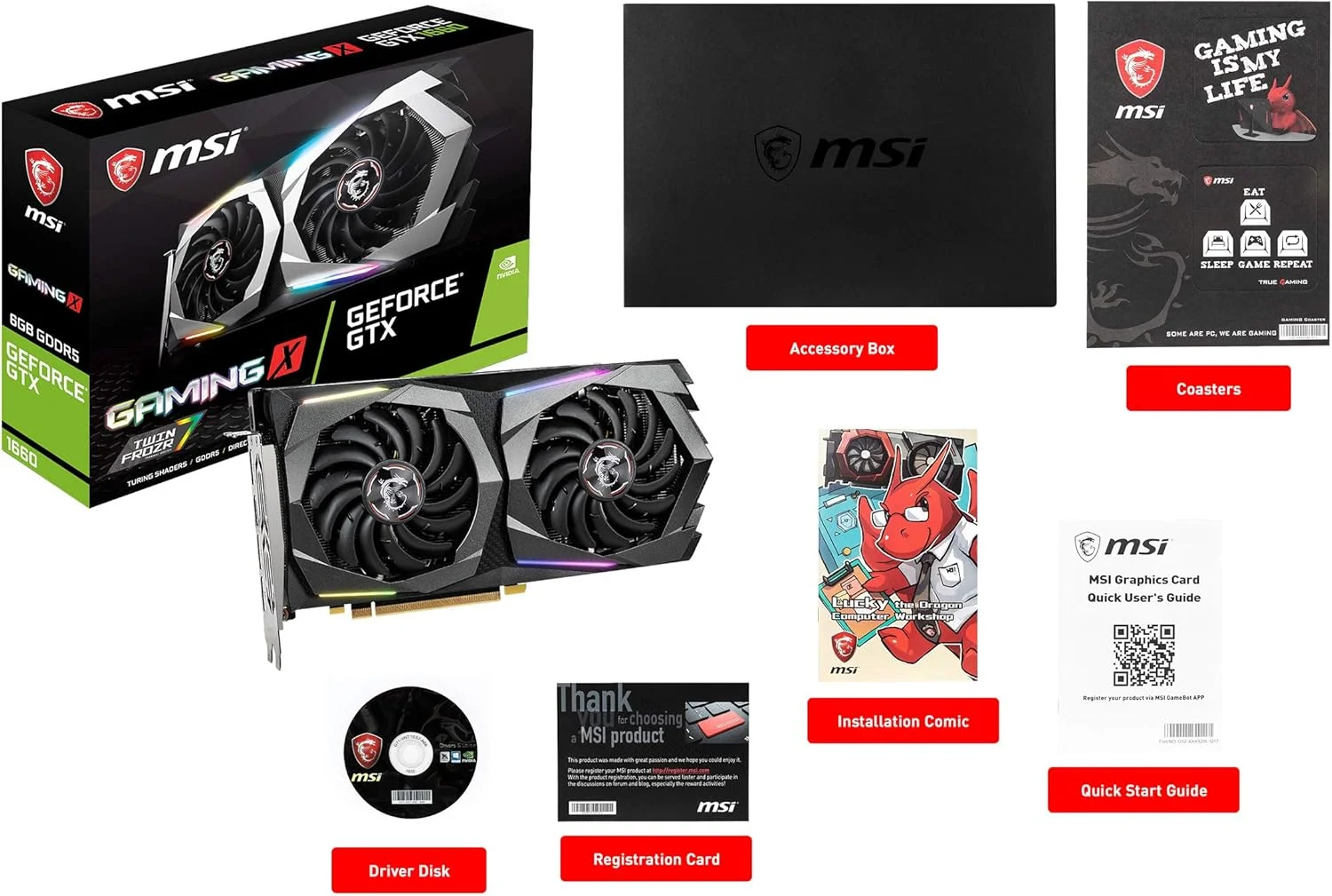 کارت گرافیک MSI Gaming GeForce GTX 1660 با 6 گیگابایت حافظه GDDR5، رابط 128 بیتی HDMI/DP، پشتیبانی از HDCP و DirectX 12، دارای دو فن و قابلیت VR Ready (GTX 1660 Gaming X 6G)