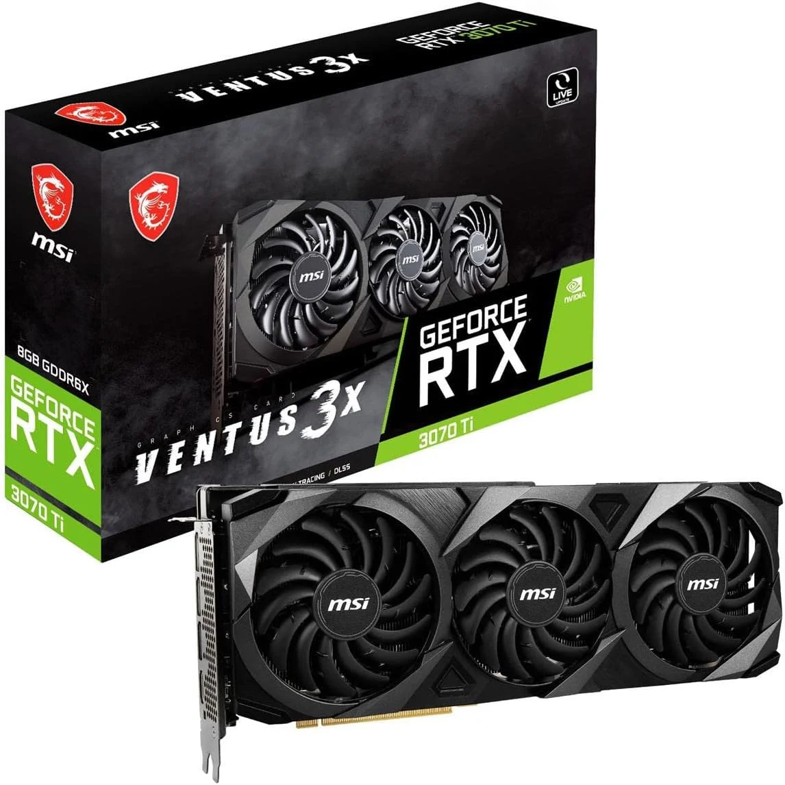 کارت گرافیک MSI Gaming GeForce RTX 3070 Ti 8GB GDRR6X 256-Bit HDMI/DP Nvlink Tri-Frozr 2 Ampere Architecture OC (RTX 3070 Ti Ventus 3X 8G OC)